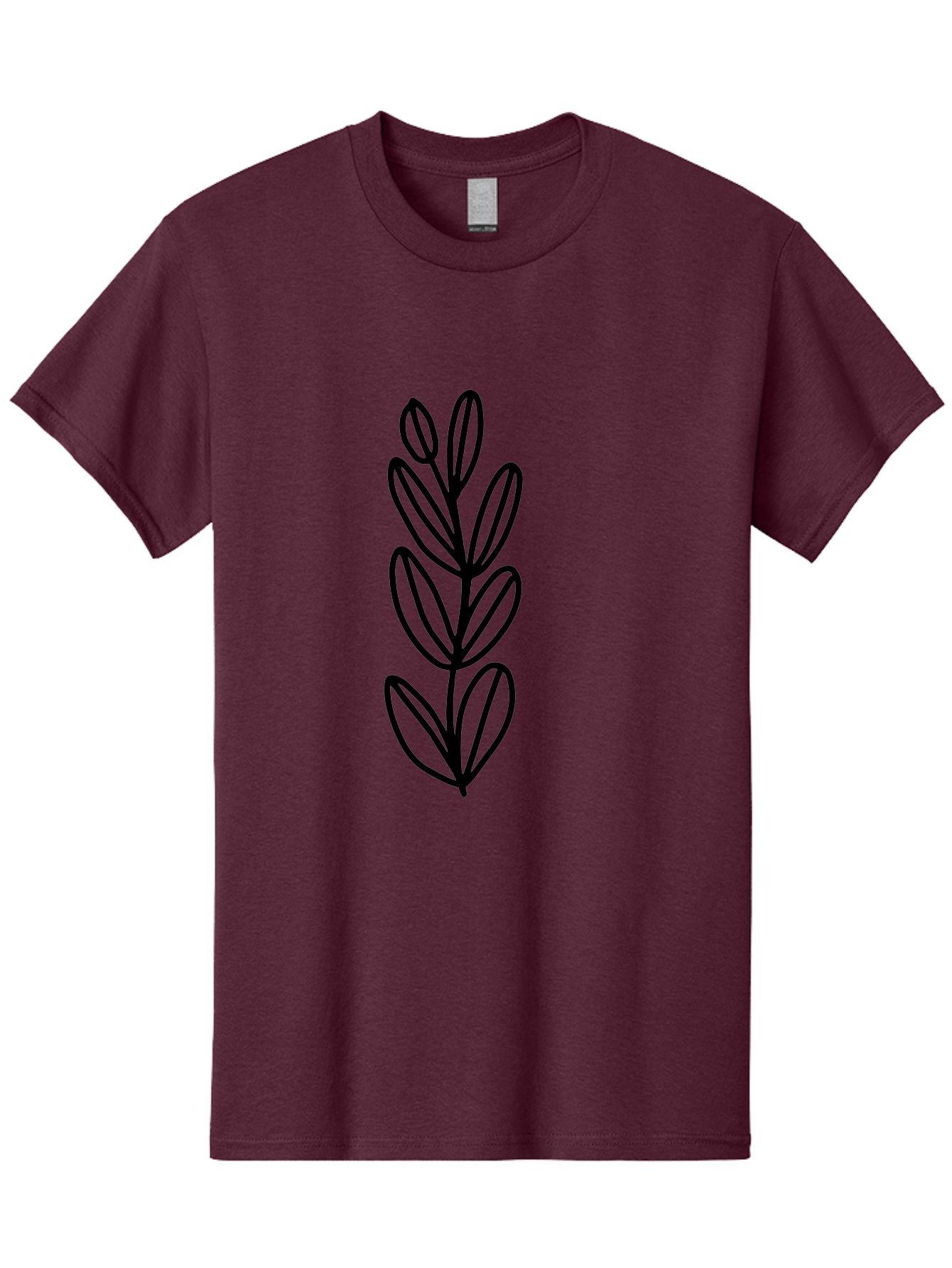 Black-Leaves Men'S Graphic Tee, 100% Cotton, Comfortable Casual Summer Wear, Machine Washable, Simple Plant Illustration, Minimalist Design, Black Outline, Leafy Greens, Botanical Art, Modern Simplicity, Graphic Design Element - Aaa384