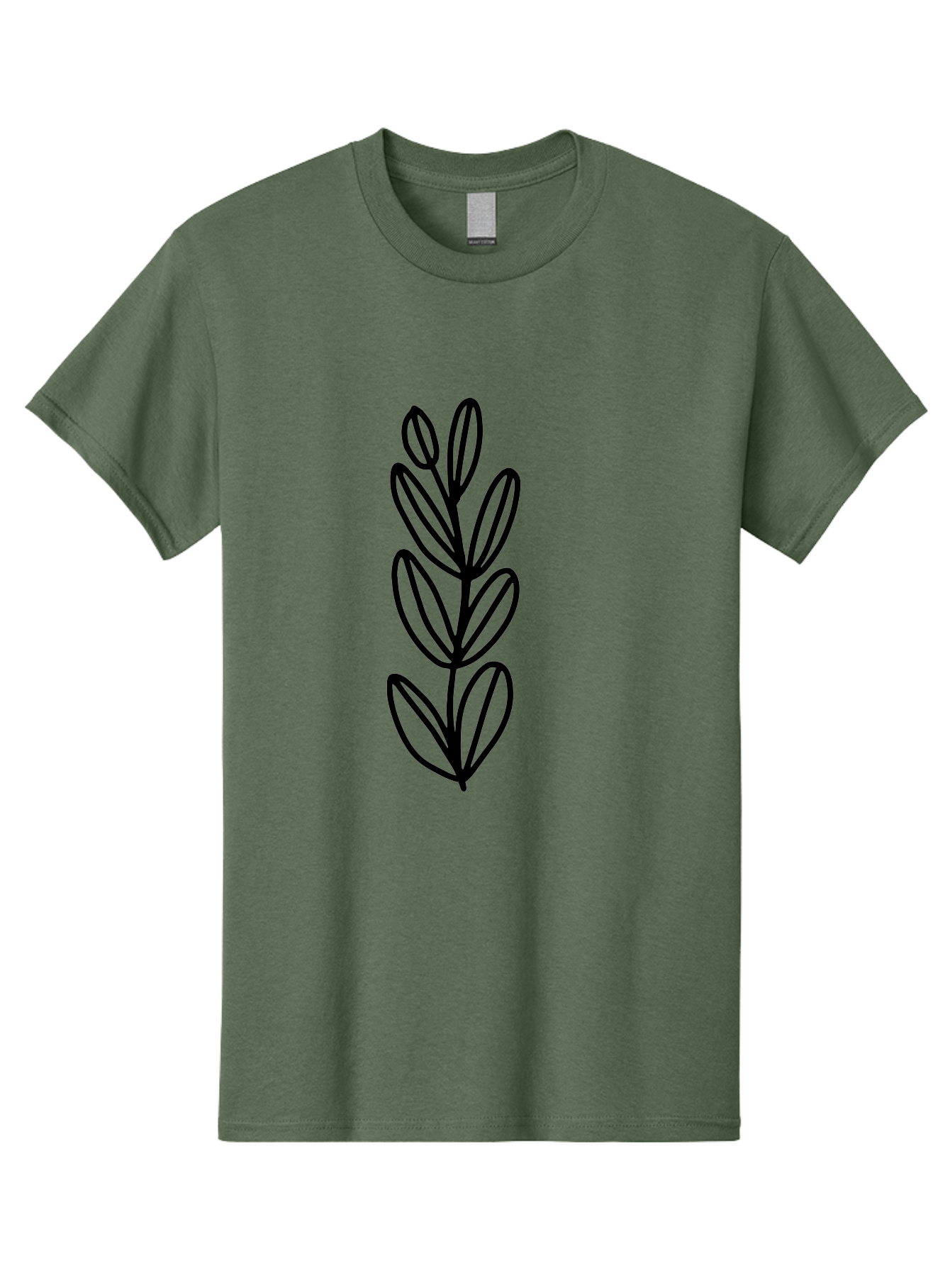 Black-Leaves Men'S Graphic Tee, 100% Cotton, Comfortable Casual Summer Wear, Machine Washable, Simple Plant Illustration, Minimalist Design, Black Outline, Leafy Greens, Botanical Art, Modern Simplicity, Graphic Design Element - Aaa384