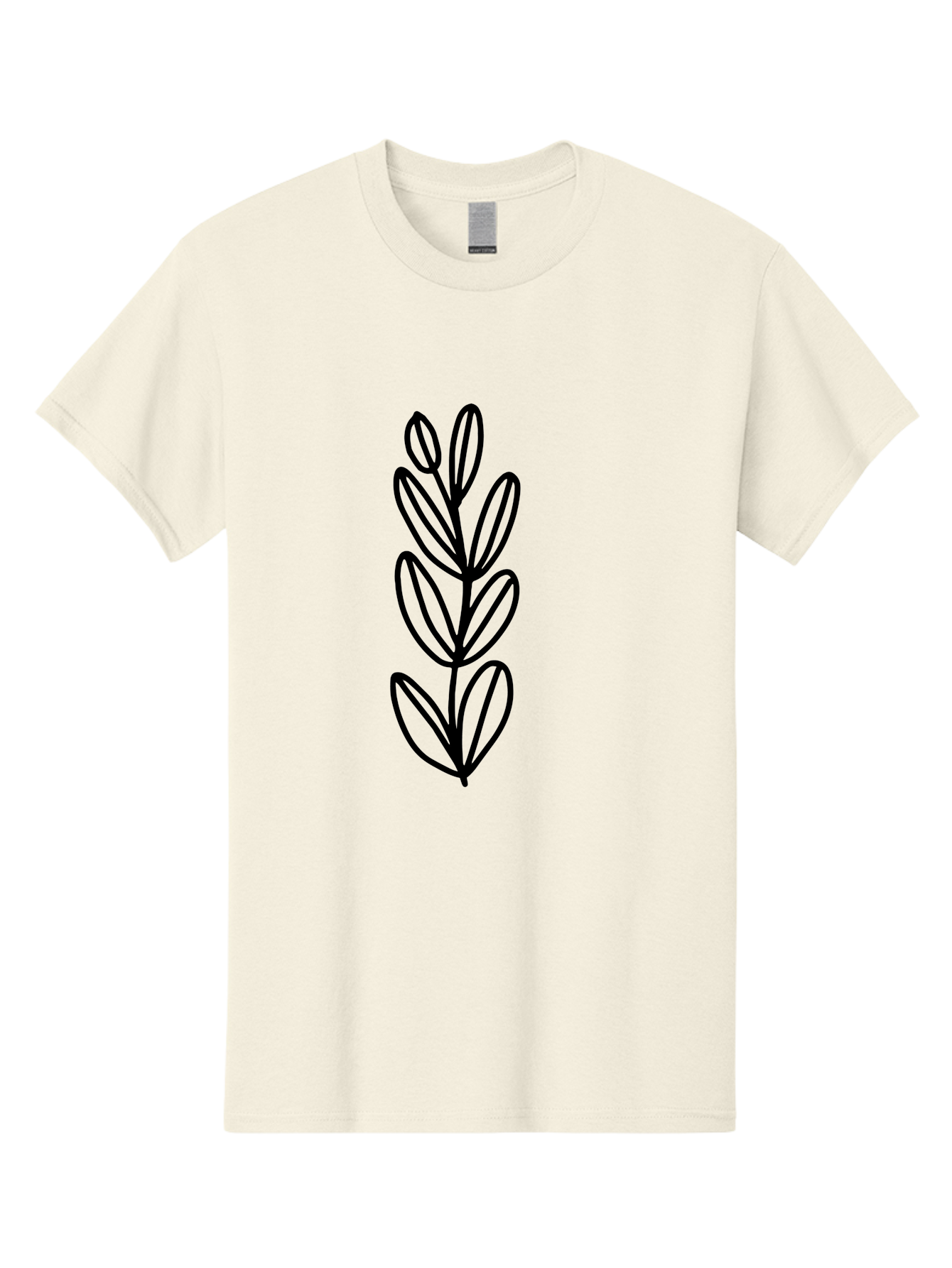 Black-Leaves Men'S Graphic Tee, 100% Cotton, Comfortable Casual Summer Wear, Machine Washable, Simple Plant Illustration, Minimalist Design, Black Outline, Leafy Greens, Botanical Art, Modern Simplicity, Graphic Design Element - Aaa384