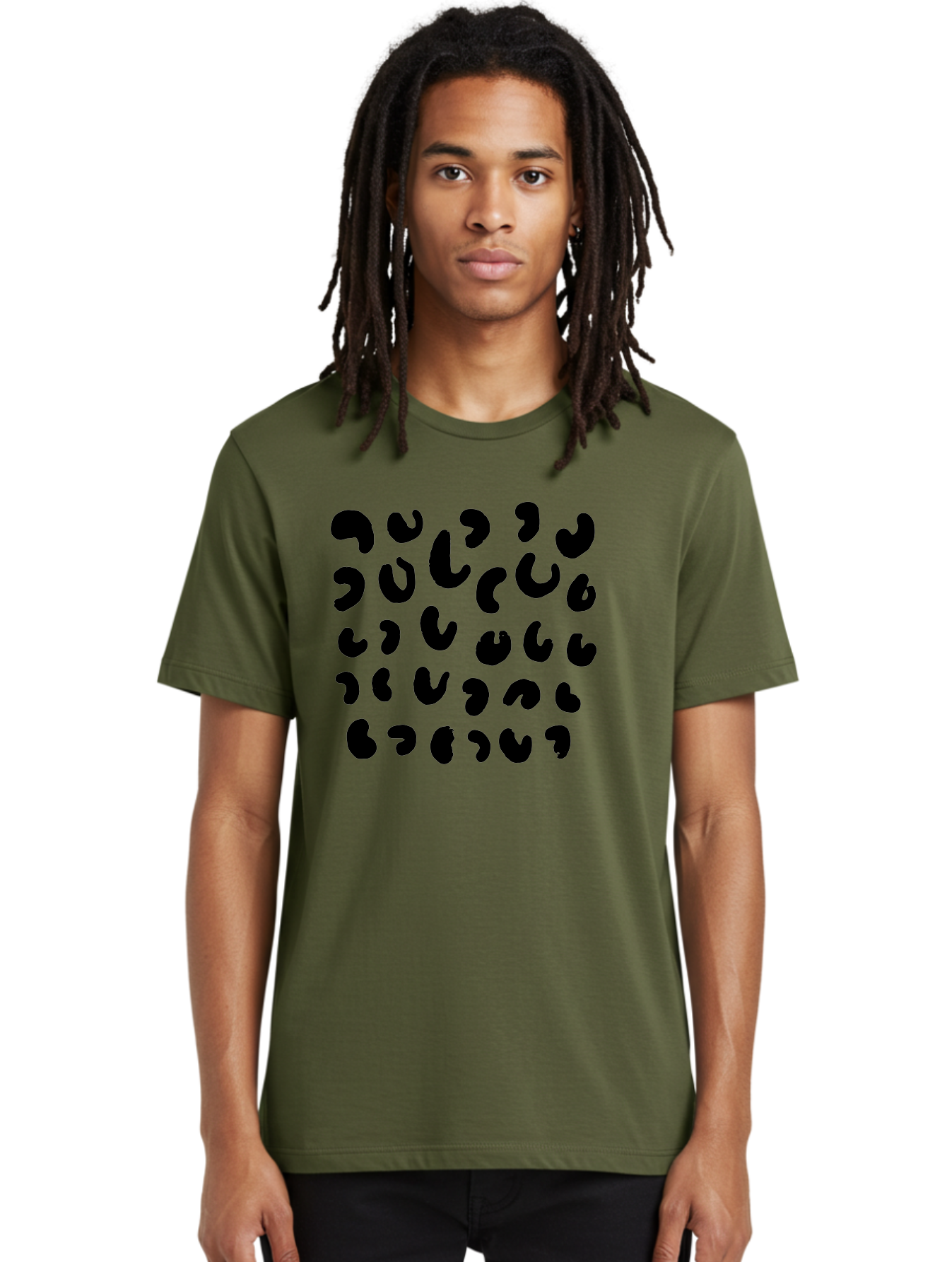 Black-Leopard-Spots Men'S Graphic Tee, 100% Cotton, Comfortable Casual Summer Wear, Machine Washable, Black Qr Code, Abstract Design, Modern Pattern, Digital Scan, Futuristic Artwork, Tech Graphic, Unique Code - Aaa385