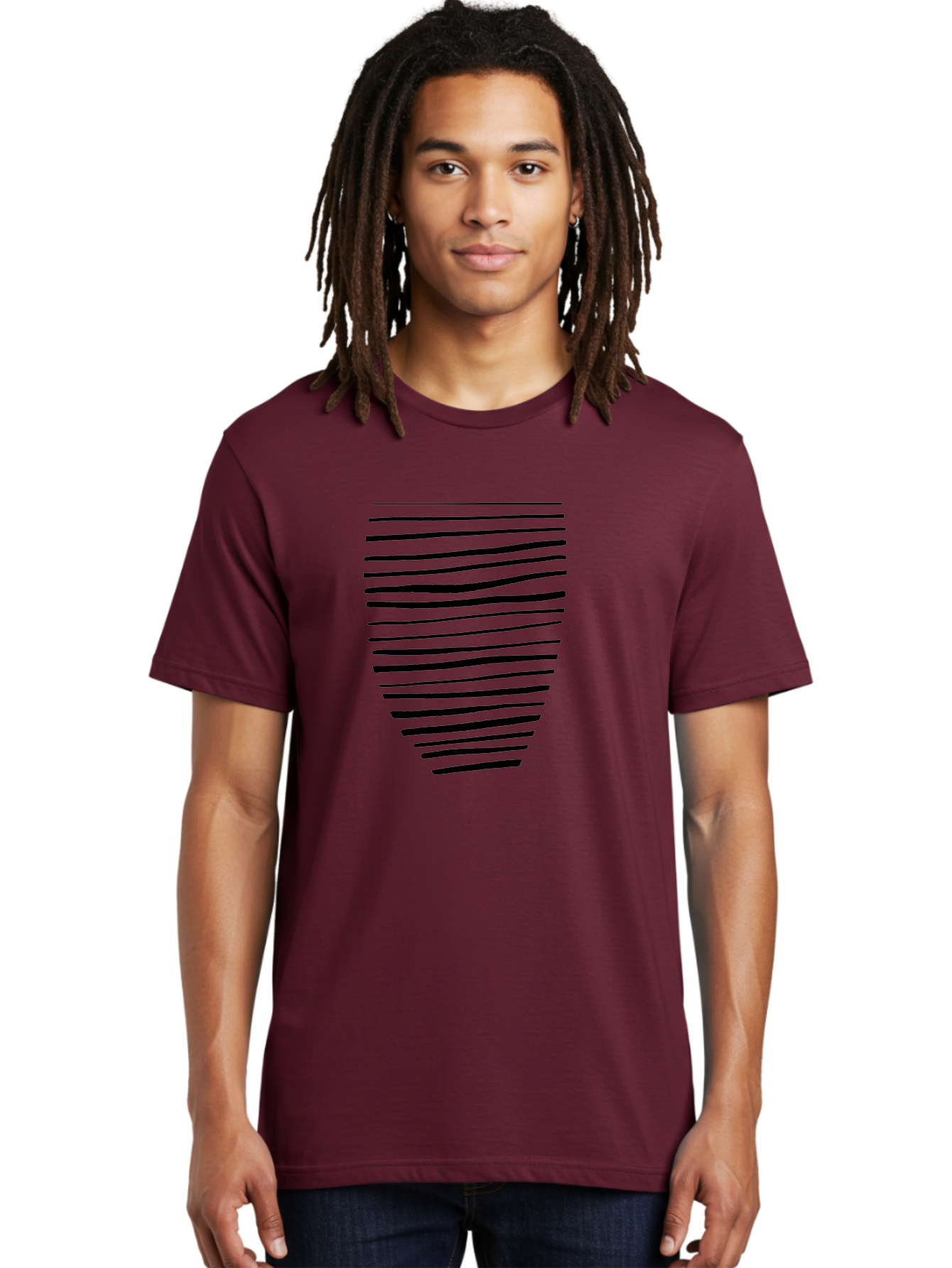 Black-Lines Men'S Graphic Tee, 100% Cotton, Comfortable Casual Summer Wear, Machine Washable, Black Lines, Modern Art, Abstract Design, Graphic Pattern, Digital Illustration, Minimalist Style, Simple Shapes, Contemporary Artwork - Aaa386