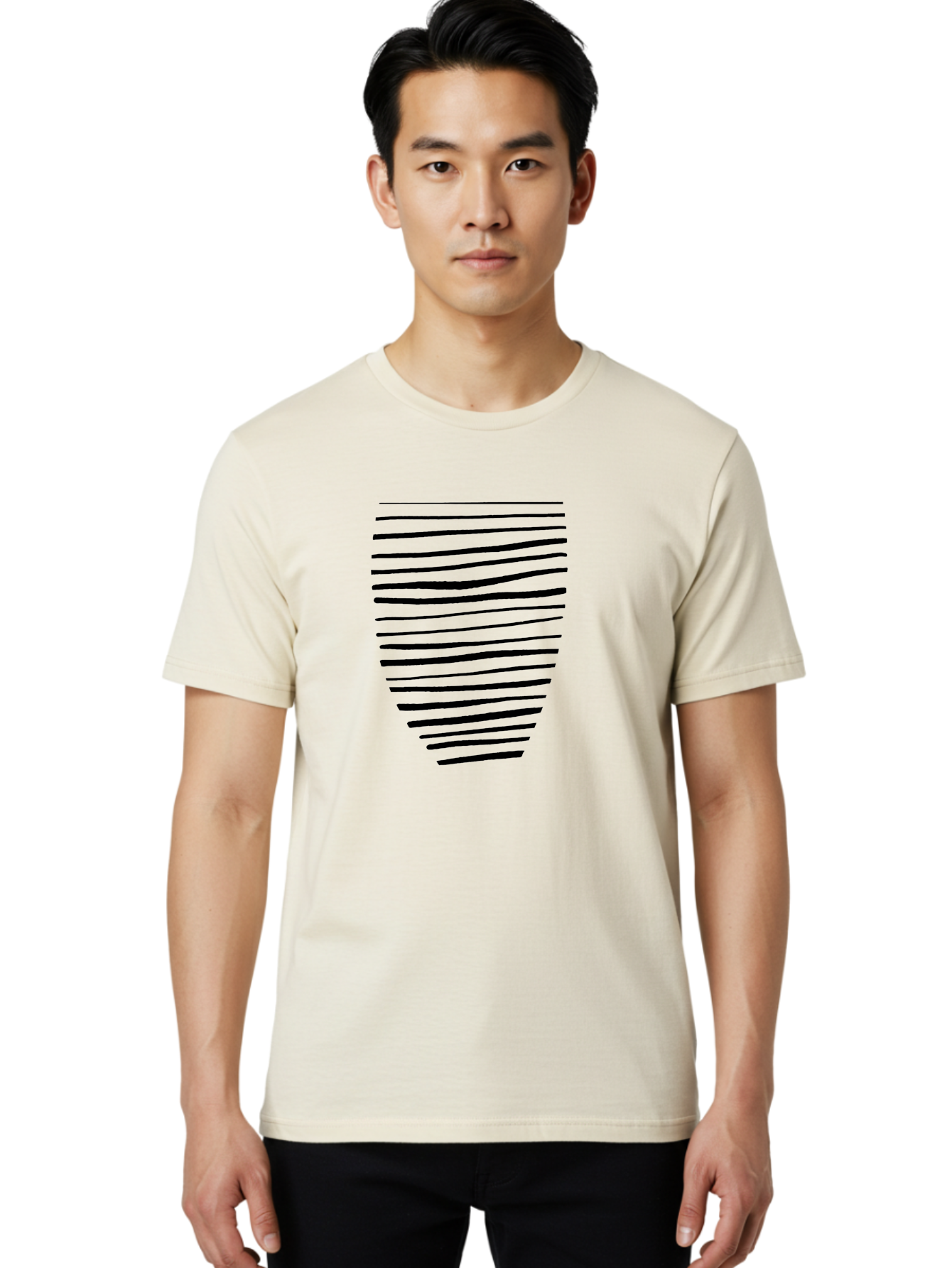 Black-Lines Men'S Graphic Tee, 100% Cotton, Comfortable Casual Summer Wear, Machine Washable, Black Lines, Modern Art, Abstract Design, Graphic Pattern, Digital Illustration, Minimalist Style, Simple Shapes, Contemporary Artwork - Aaa386