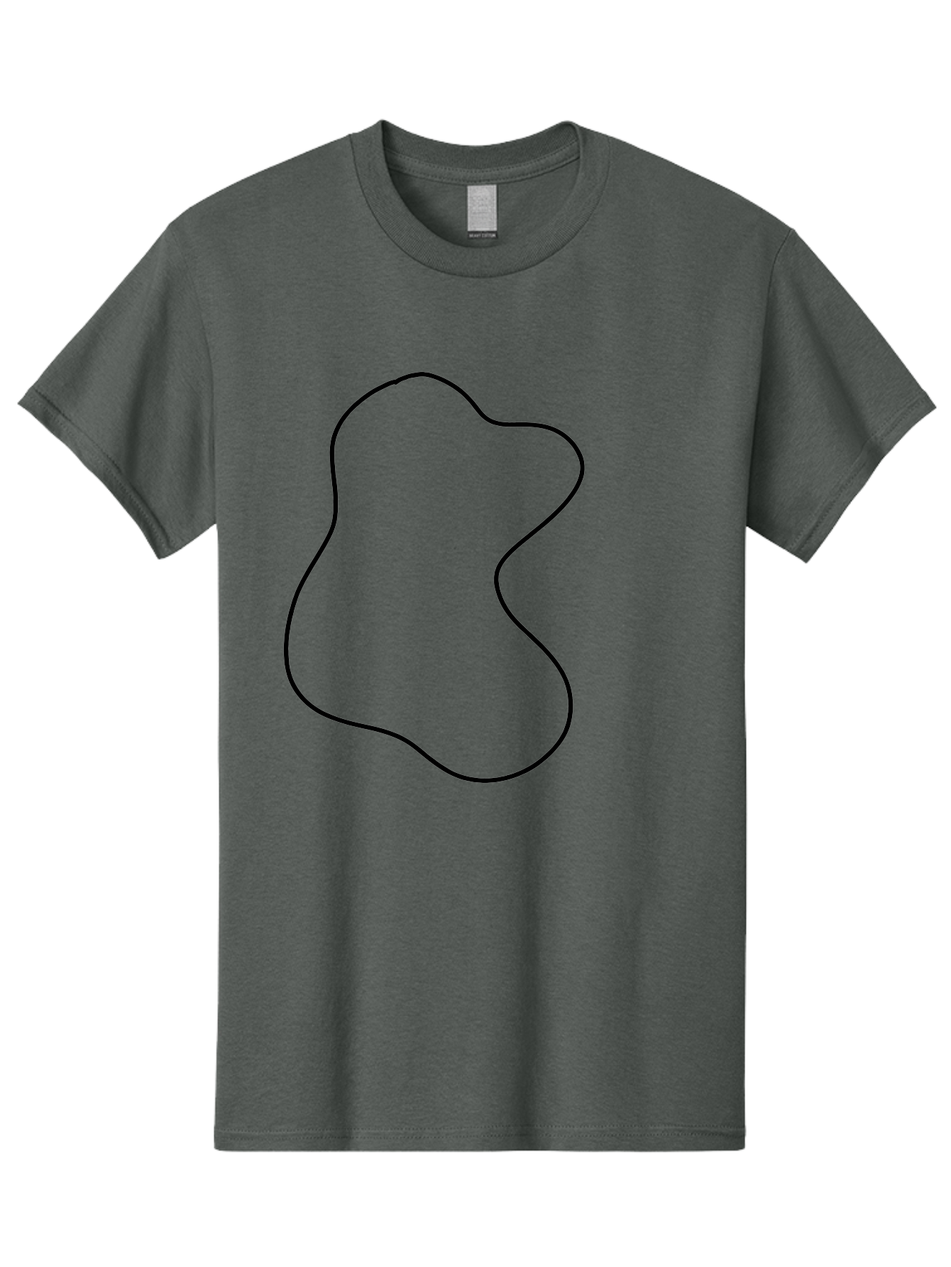 Black-Outline-Shape Men'S Graphic Tee, 100% Cotton, Comfortable Casual Summer Wear, Machine Washable, Abstract Shape, Black Outline, Modern Design, Minimalist Art, Simple Graphics, Contemporary Style, Fluid Form - Aaa387