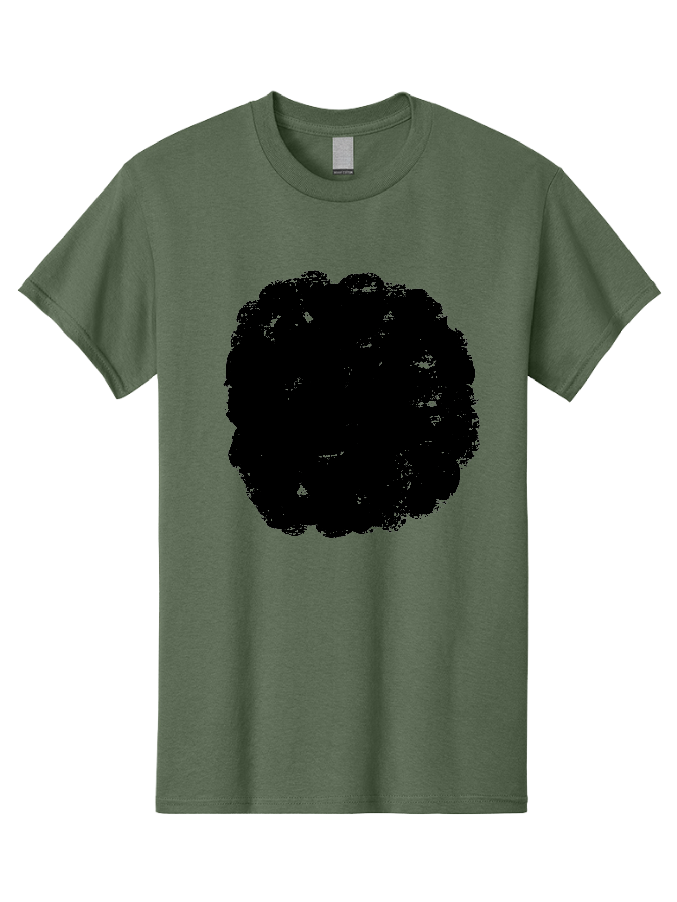 Black-Paint-Splash Men'S Graphic Tee, 100% Cotton, Comfortable Casual Summer Wear, Machine Washable, Abstract Art, Black Shape, Green Background, Digital Illustration, Modern Design, Artistic Expression, Creative Graphics - Aaa388