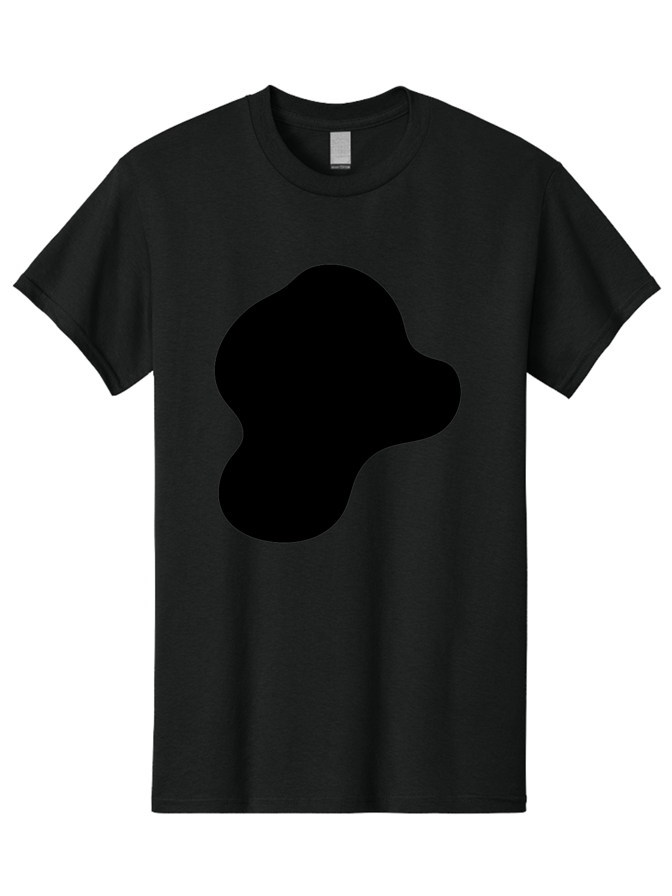 Black-Silhouette Men'S Graphic Tee, 100% Cotton, Comfortable Casual Summer Wear, Machine Washable, Black Blob Shape, Abstract Design, Minimalist Art, Modern Graphic, Simple Silhouette, Abstract Form - Aaa395