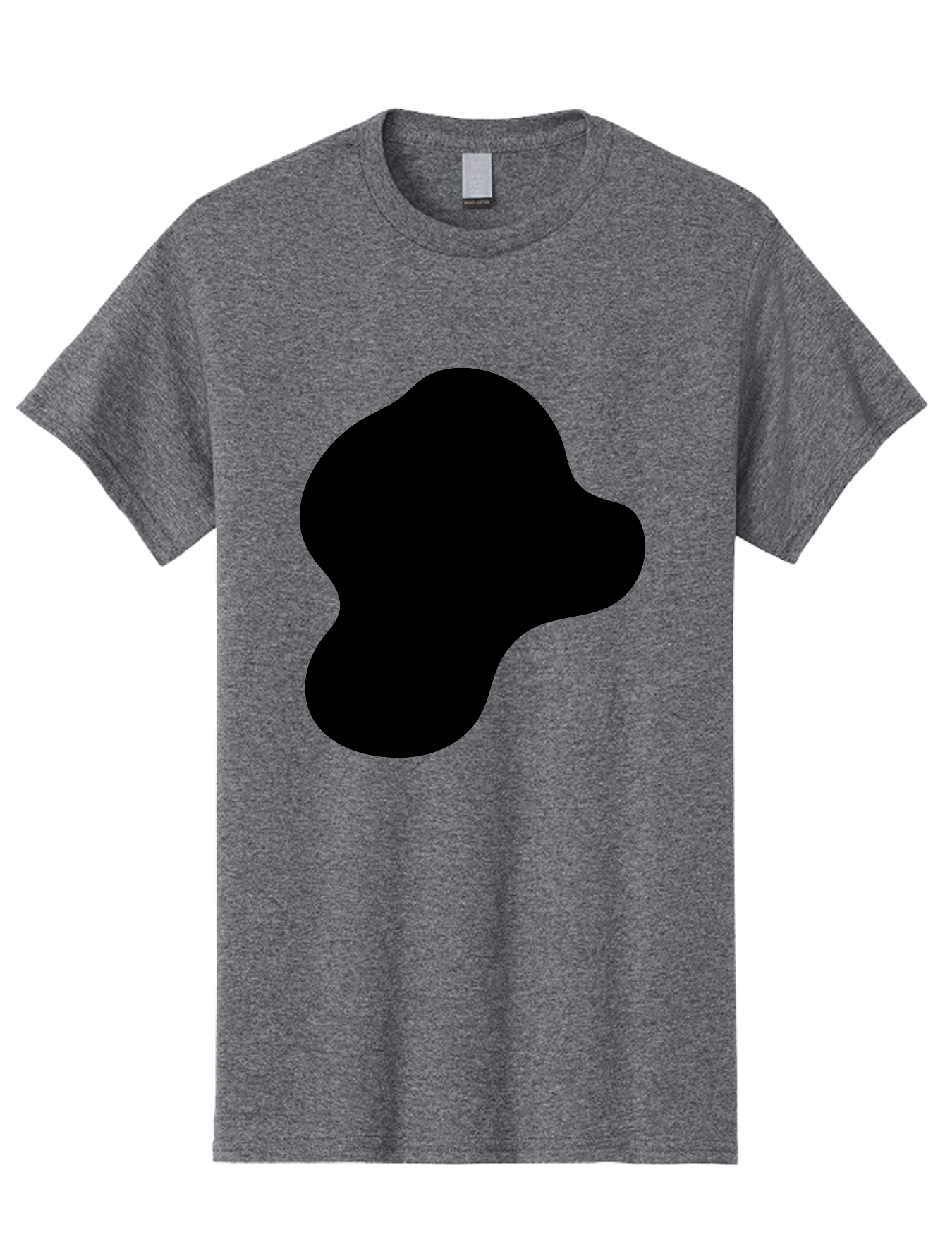 Black-Silhouette Men'S Graphic Tee, 100% Cotton, Comfortable Casual Summer Wear, Machine Washable, Black Blob Shape, Abstract Design, Minimalist Art, Modern Graphic, Simple Silhouette, Abstract Form - Aaa395