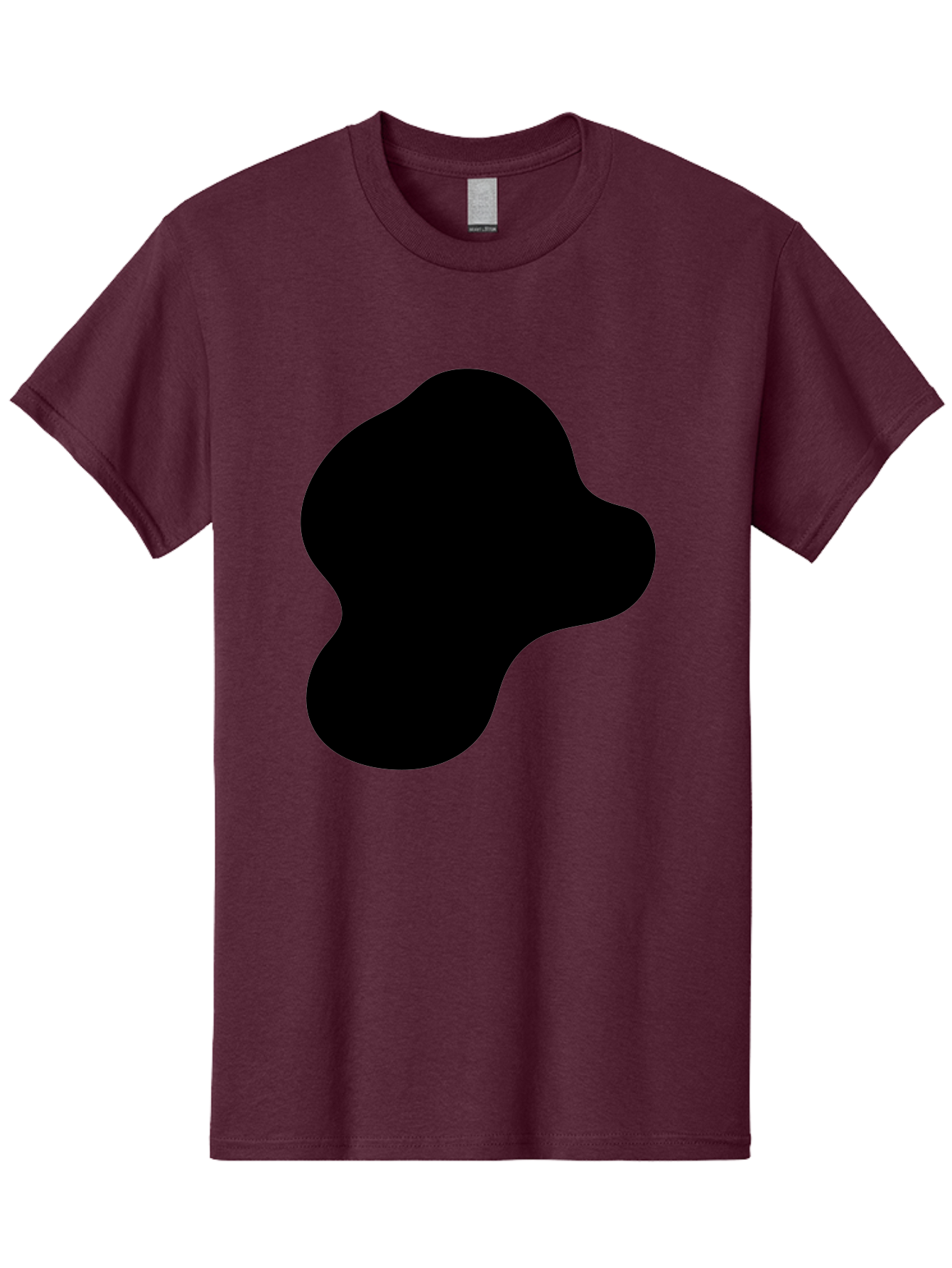 Black-Silhouette Men'S Graphic Tee, 100% Cotton, Comfortable Casual Summer Wear, Machine Washable, Black Blob Shape, Abstract Design, Minimalist Art, Modern Graphic, Simple Silhouette, Abstract Form - Aaa395