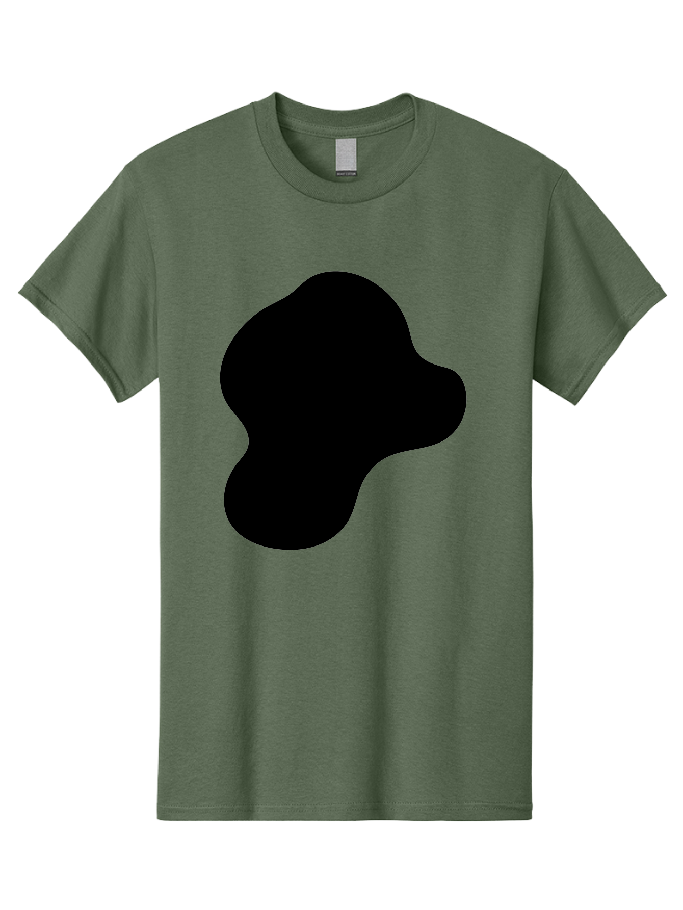 Black-Silhouette Men'S Graphic Tee, 100% Cotton, Comfortable Casual Summer Wear, Machine Washable, Black Blob Shape, Abstract Design, Minimalist Art, Modern Graphic, Simple Silhouette, Abstract Form - Aaa395