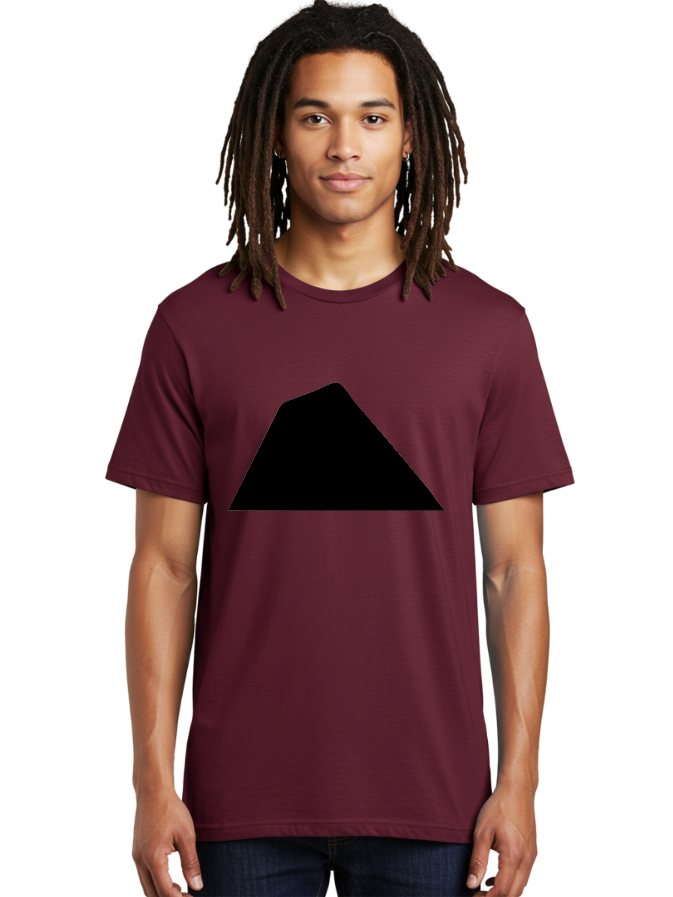 Black-Trapezoid Men'S Graphic Tee, 100% Cotton, Comfortable Casual Summer Wear, Machine Washable, Triangle Shape, Geometric Figure, Abstract Design, Simple Shape, Minimalist Art, Bold Graphic, Modern Icon, Graphic Element - Aaa397