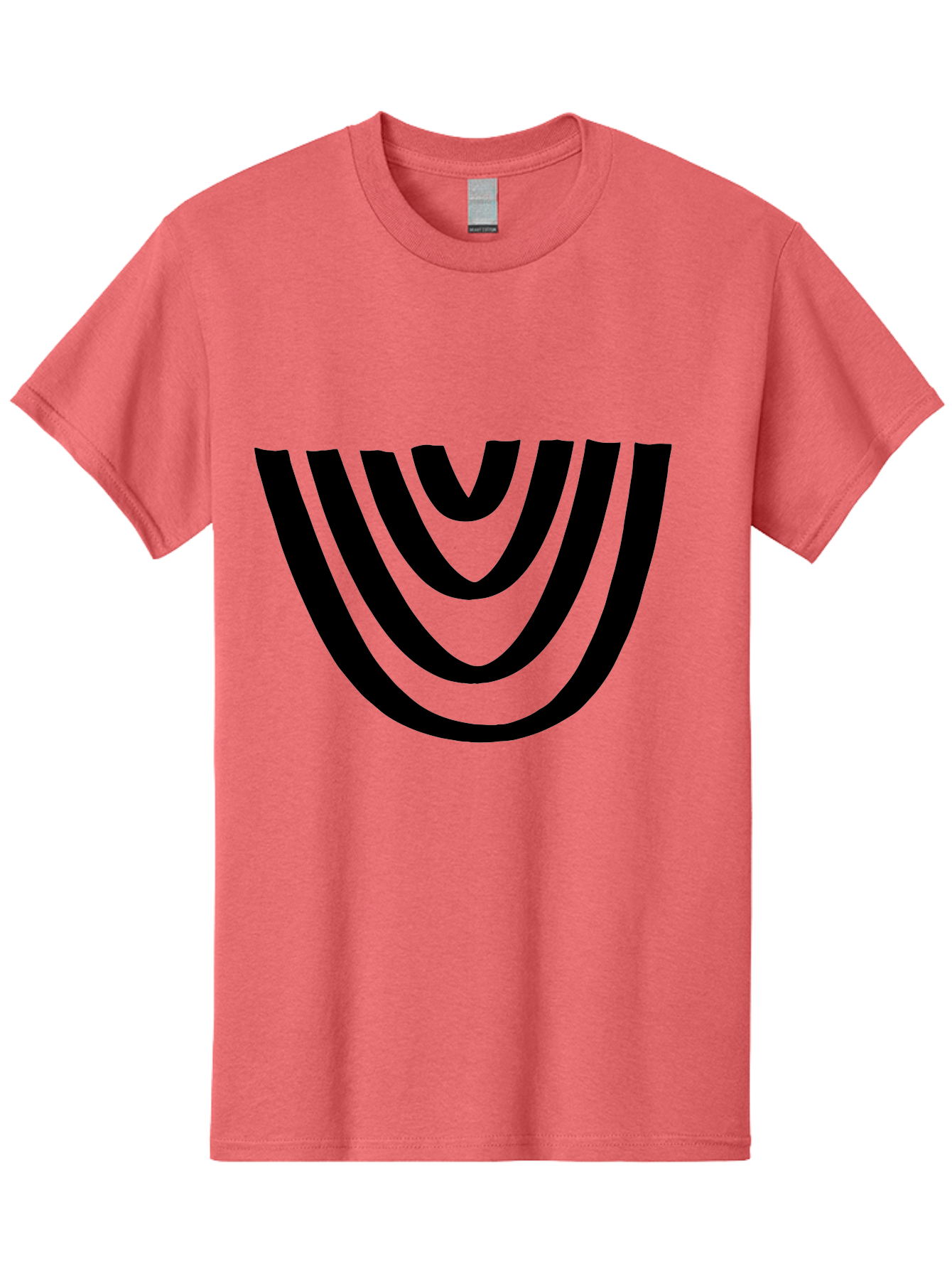 Black-U-Shaped-Lines Men'S Graphic Tee, 100% Cotton, Comfortable Casual Summer Wear, Machine Washable, Curved Lines, Abstract Design, Black Lines, Layered Effect, Modern Art, Geometric Pattern, Minimalistic Style - Aaa398