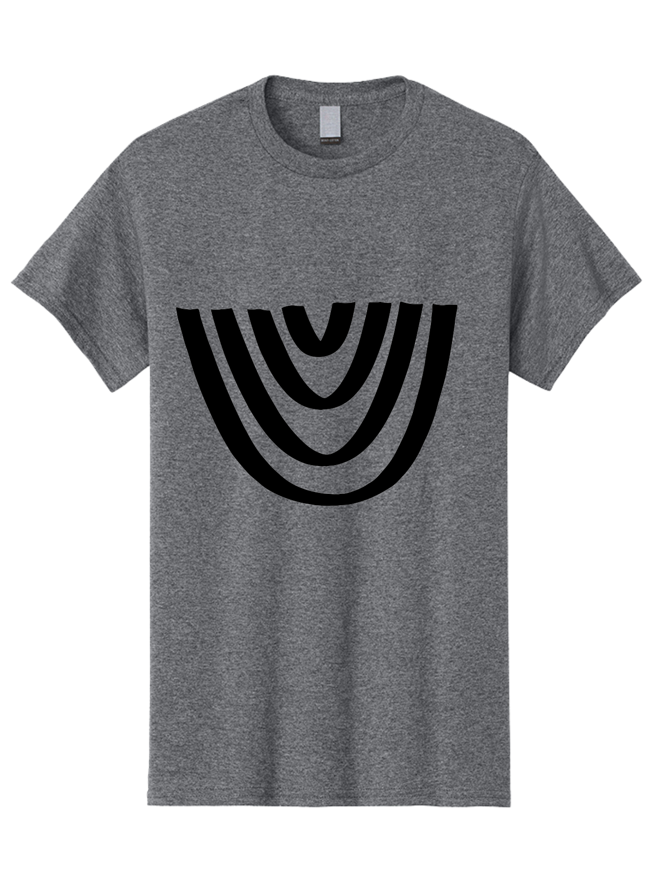 Black-U-Shaped-Lines Men'S Graphic Tee, 100% Cotton, Comfortable Casual Summer Wear, Machine Washable, Curved Lines, Abstract Design, Black Lines, Layered Effect, Modern Art, Geometric Pattern, Minimalistic Style - Aaa398