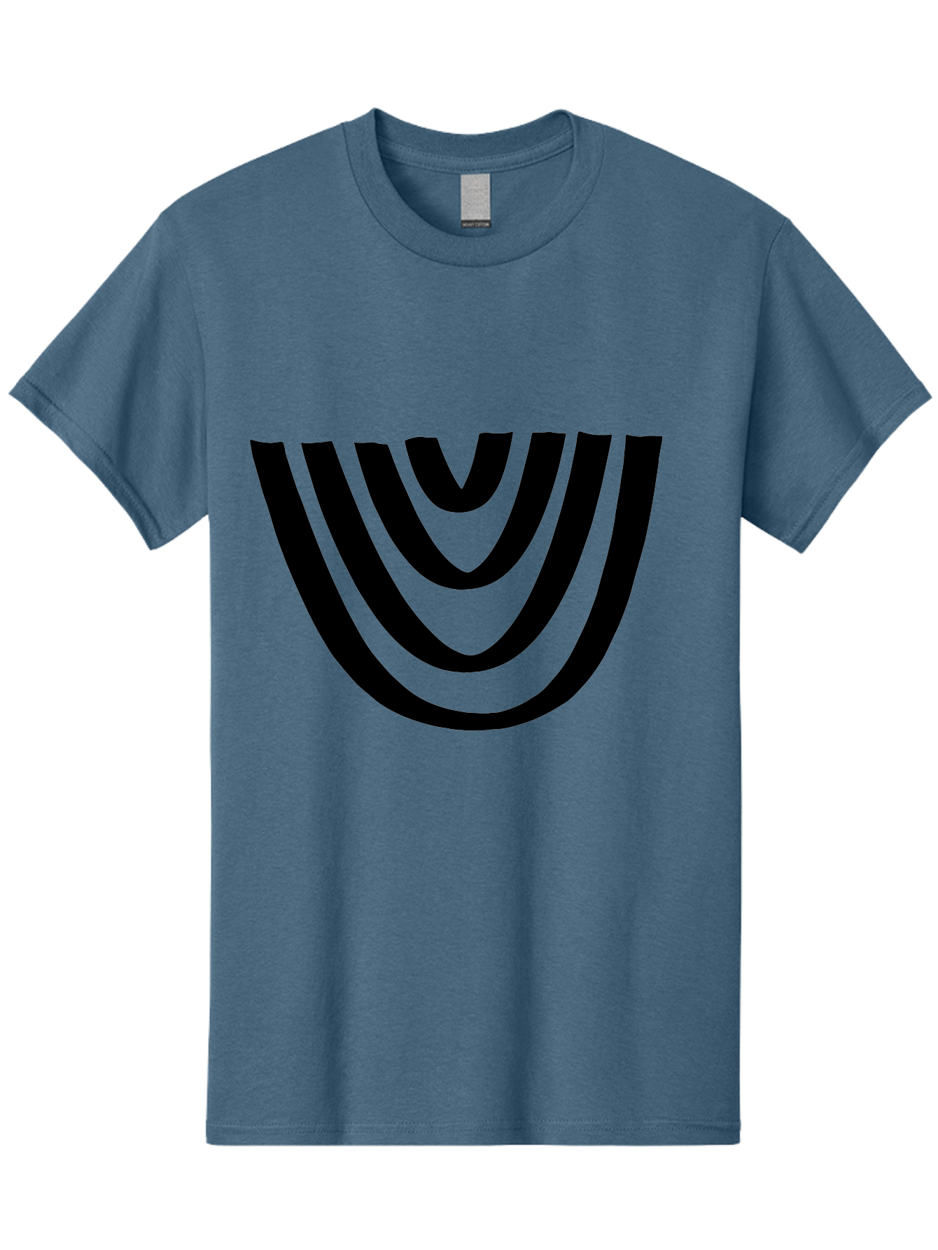 Black-U-Shaped-Lines Men'S Graphic Tee, 100% Cotton, Comfortable Casual Summer Wear, Machine Washable, Curved Lines, Abstract Design, Black Lines, Layered Effect, Modern Art, Geometric Pattern, Minimalistic Style - Aaa398