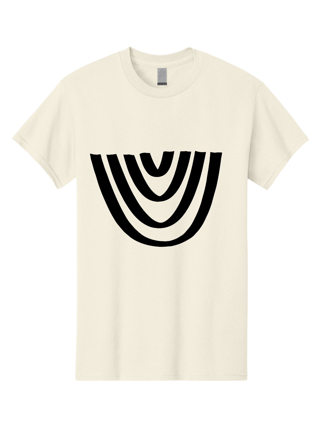 Black-U-Shaped-Lines Men'S Graphic Tee, 100% Cotton, Comfortable Casual Summer Wear, Machine Washable, Curved Lines, Abstract Design, Black Lines, Layered Effect, Modern Art, Geometric Pattern, Minimalistic Style - Aaa398