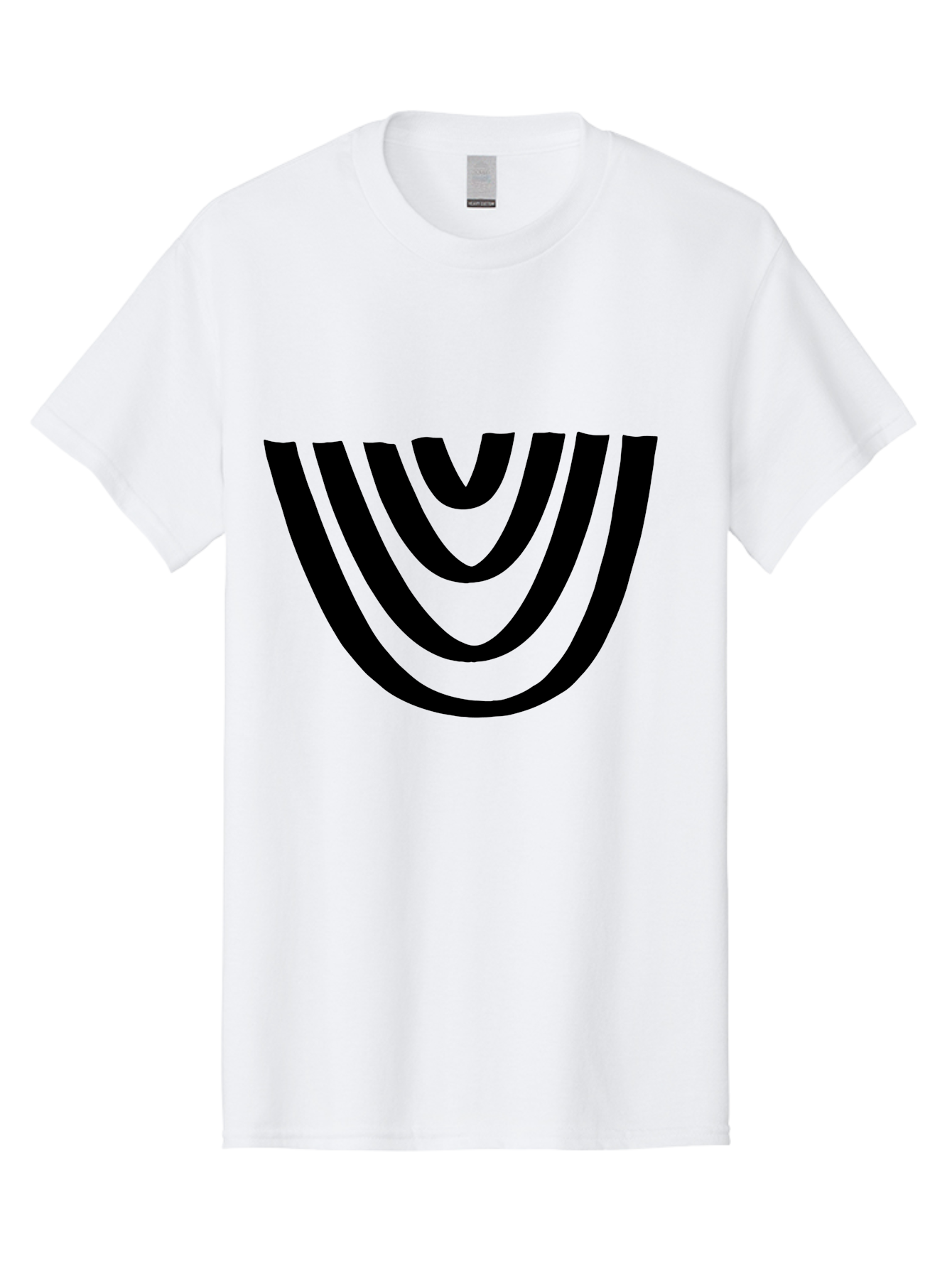 Black-U-Shaped-Lines Men'S Graphic Tee, 100% Cotton, Comfortable Casual Summer Wear, Machine Washable, Curved Lines, Abstract Design, Black Lines, Layered Effect, Modern Art, Geometric Pattern, Minimalistic Style - Aaa398