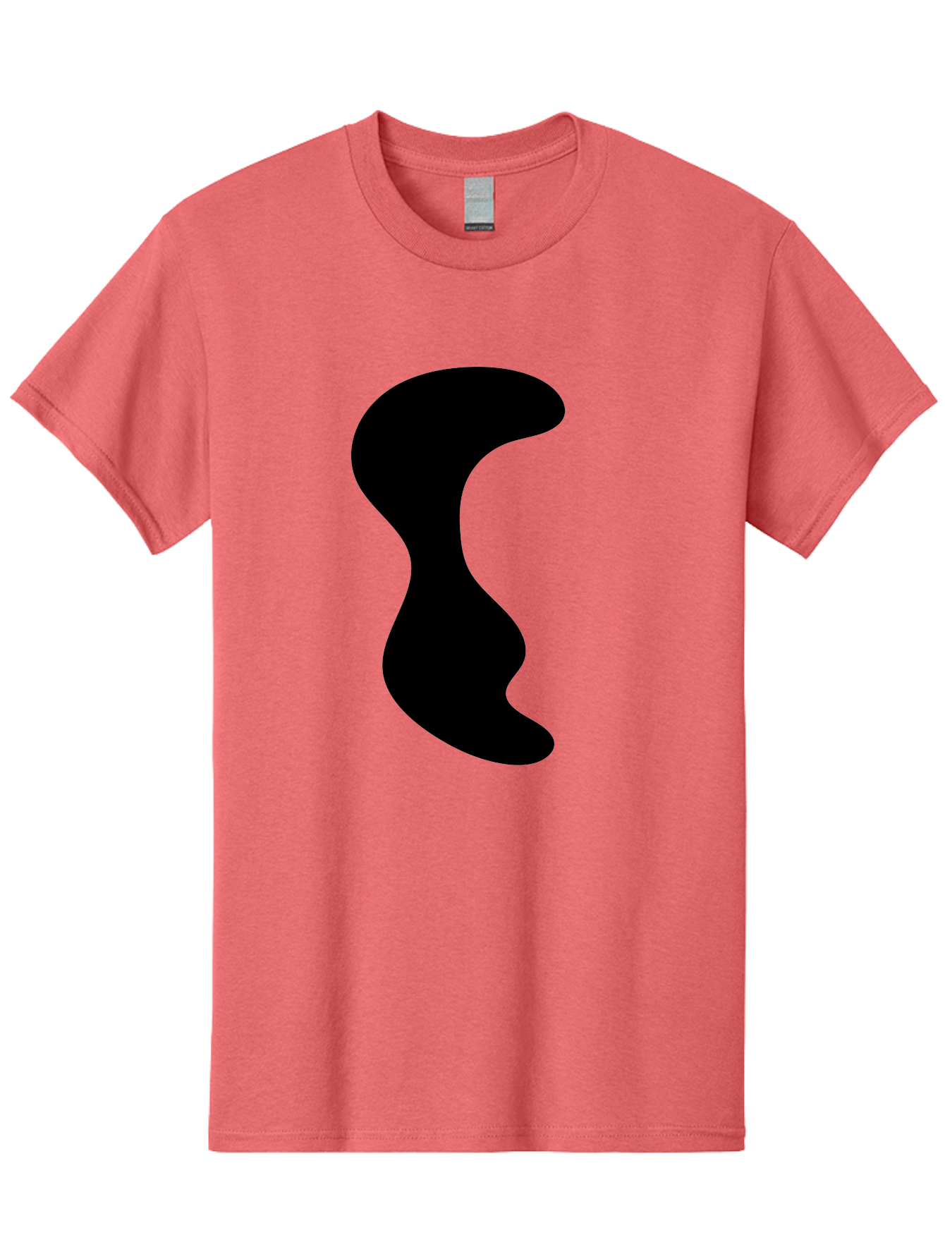 Black-Wavy-Shape Men'S Graphic Tee, 100% Cotton, Comfortable Casual Summer Wear, Machine Washable, Abstract Black Shape, Fluid Design, Modern Art, Sleek Silhouette, Minimalist Graphics, Dynamic Curve - Aaa399