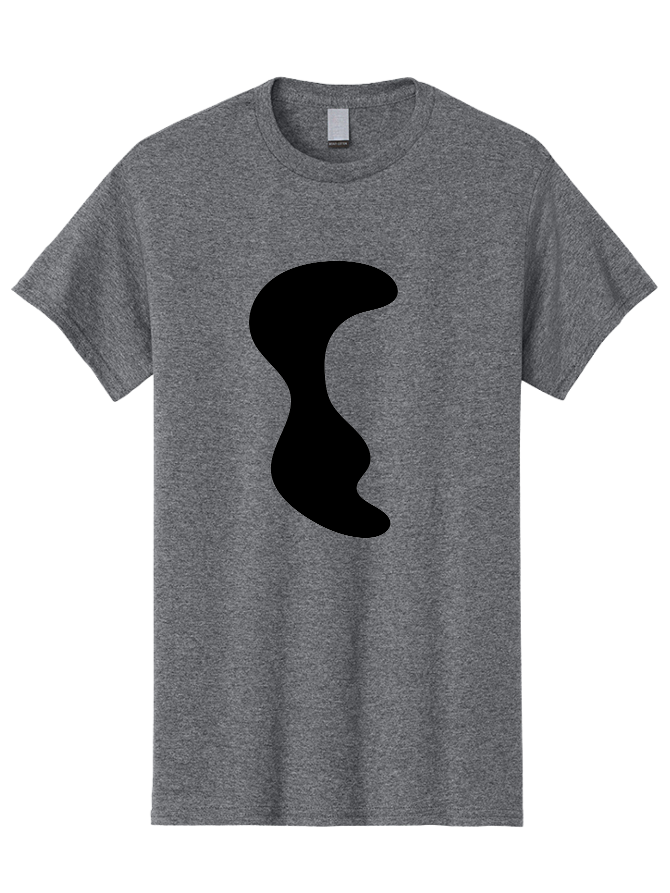 Black-Wavy-Shape Men'S Graphic Tee, 100% Cotton, Comfortable Casual Summer Wear, Machine Washable, Abstract Black Shape, Fluid Design, Modern Art, Sleek Silhouette, Minimalist Graphics, Dynamic Curve - Aaa399