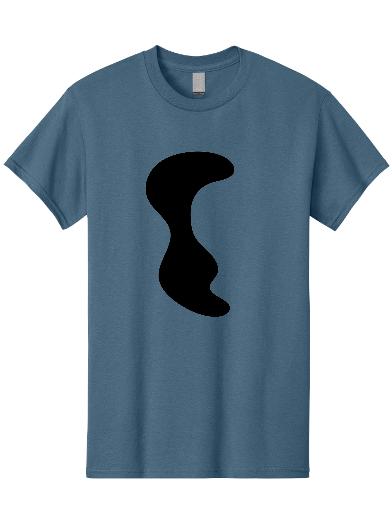 Black-Wavy-Shape Men'S Graphic Tee, 100% Cotton, Comfortable Casual Summer Wear, Machine Washable, Abstract Black Shape, Fluid Design, Modern Art, Sleek Silhouette, Minimalist Graphics, Dynamic Curve - Aaa399