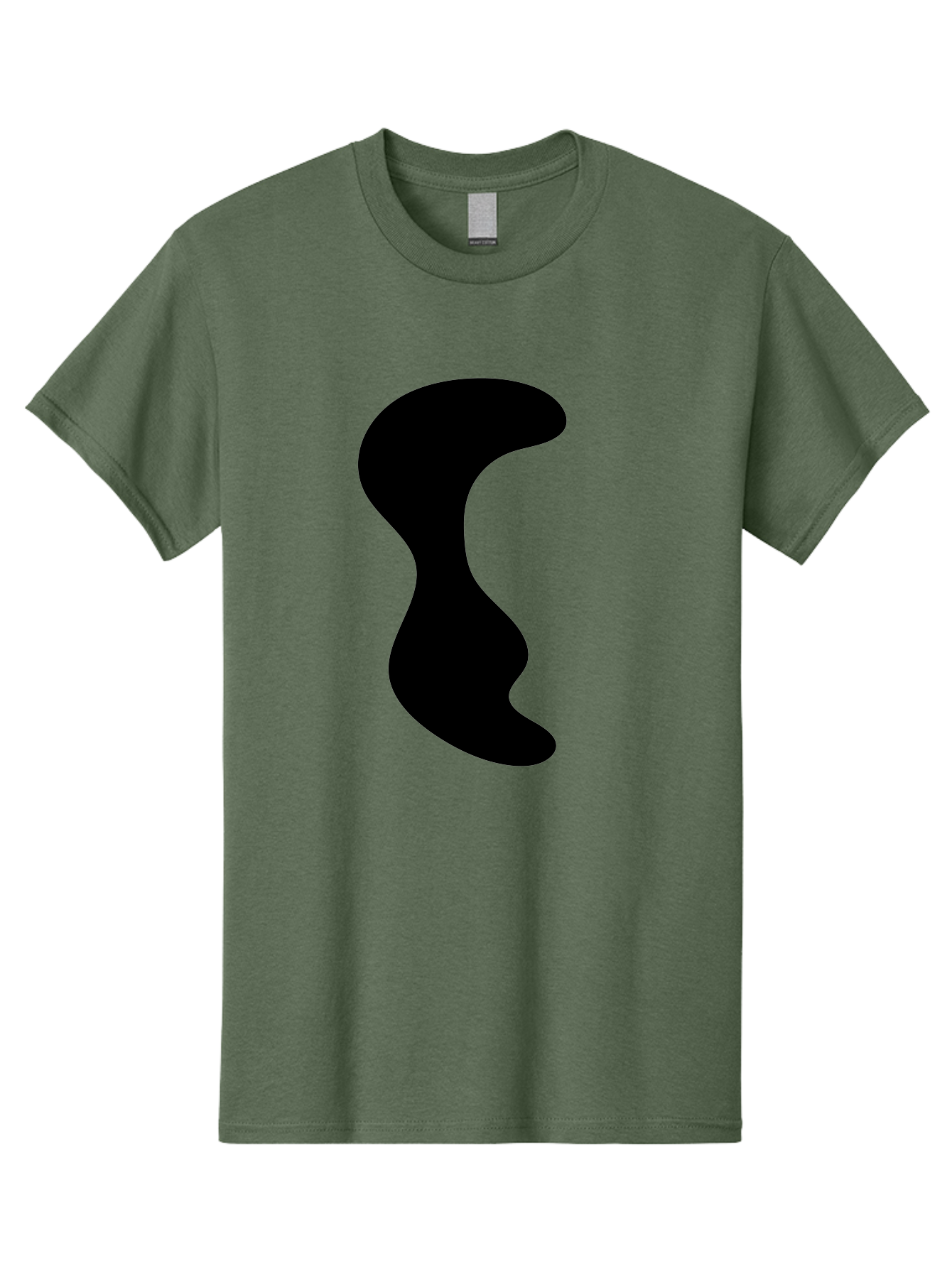 Black-Wavy-Shape Men'S Graphic Tee, 100% Cotton, Comfortable Casual Summer Wear, Machine Washable, Abstract Black Shape, Fluid Design, Modern Art, Sleek Silhouette, Minimalist Graphics, Dynamic Curve - Aaa399