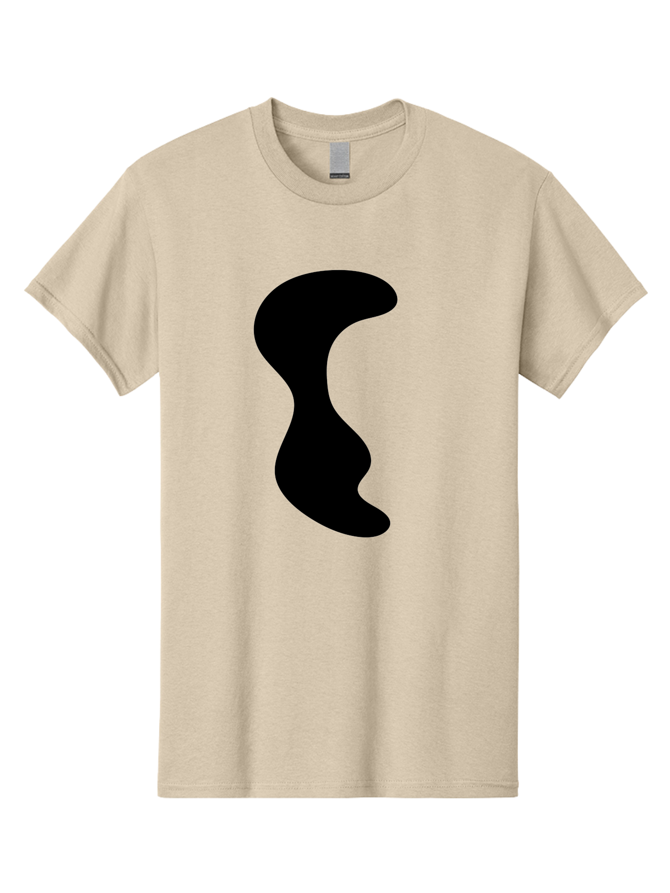 Black-Wavy-Shape Men'S Graphic Tee, 100% Cotton, Comfortable Casual Summer Wear, Machine Washable, Abstract Black Shape, Fluid Design, Modern Art, Sleek Silhouette, Minimalist Graphics, Dynamic Curve - Aaa399