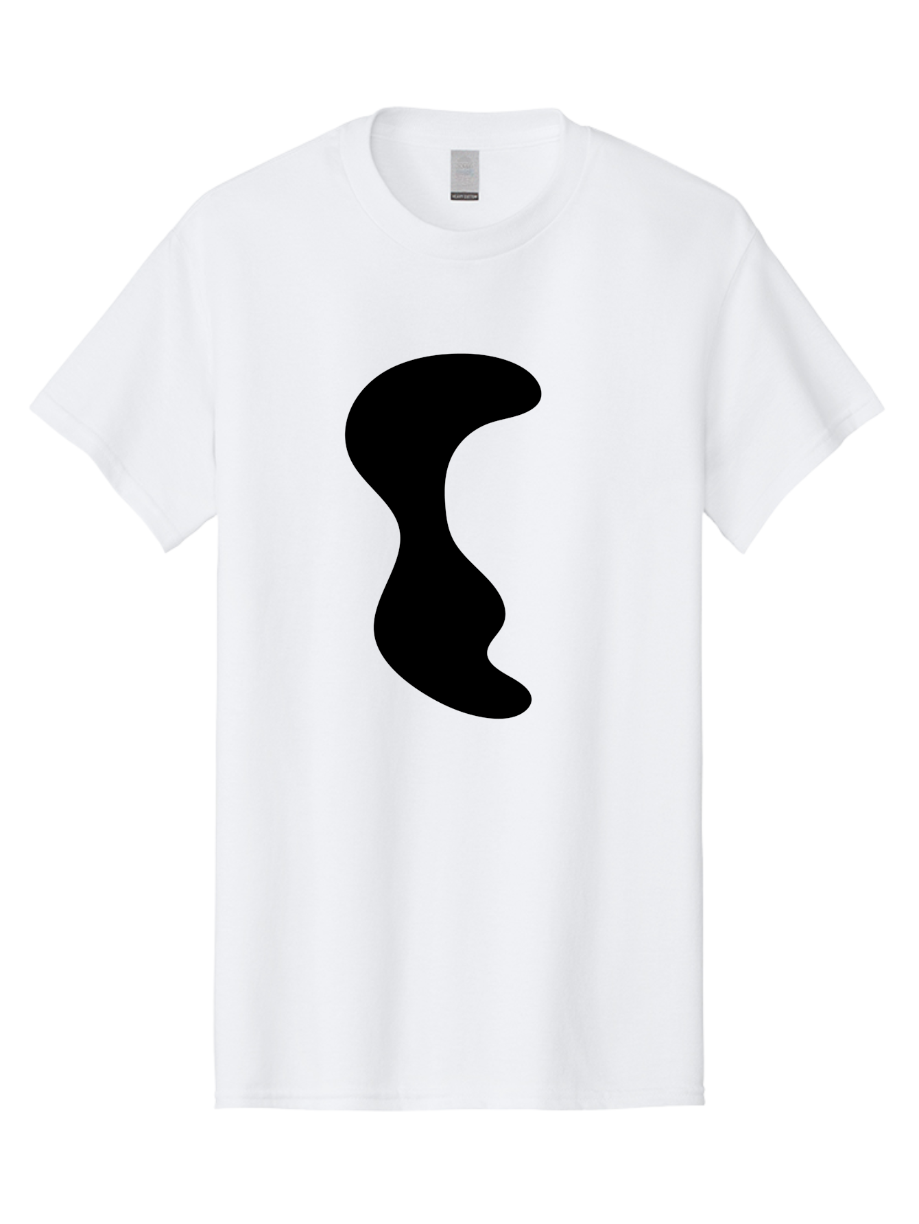Black-Wavy-Shape Men'S Graphic Tee, 100% Cotton, Comfortable Casual Summer Wear, Machine Washable, Abstract Black Shape, Fluid Design, Modern Art, Sleek Silhouette, Minimalist Graphics, Dynamic Curve - Aaa399