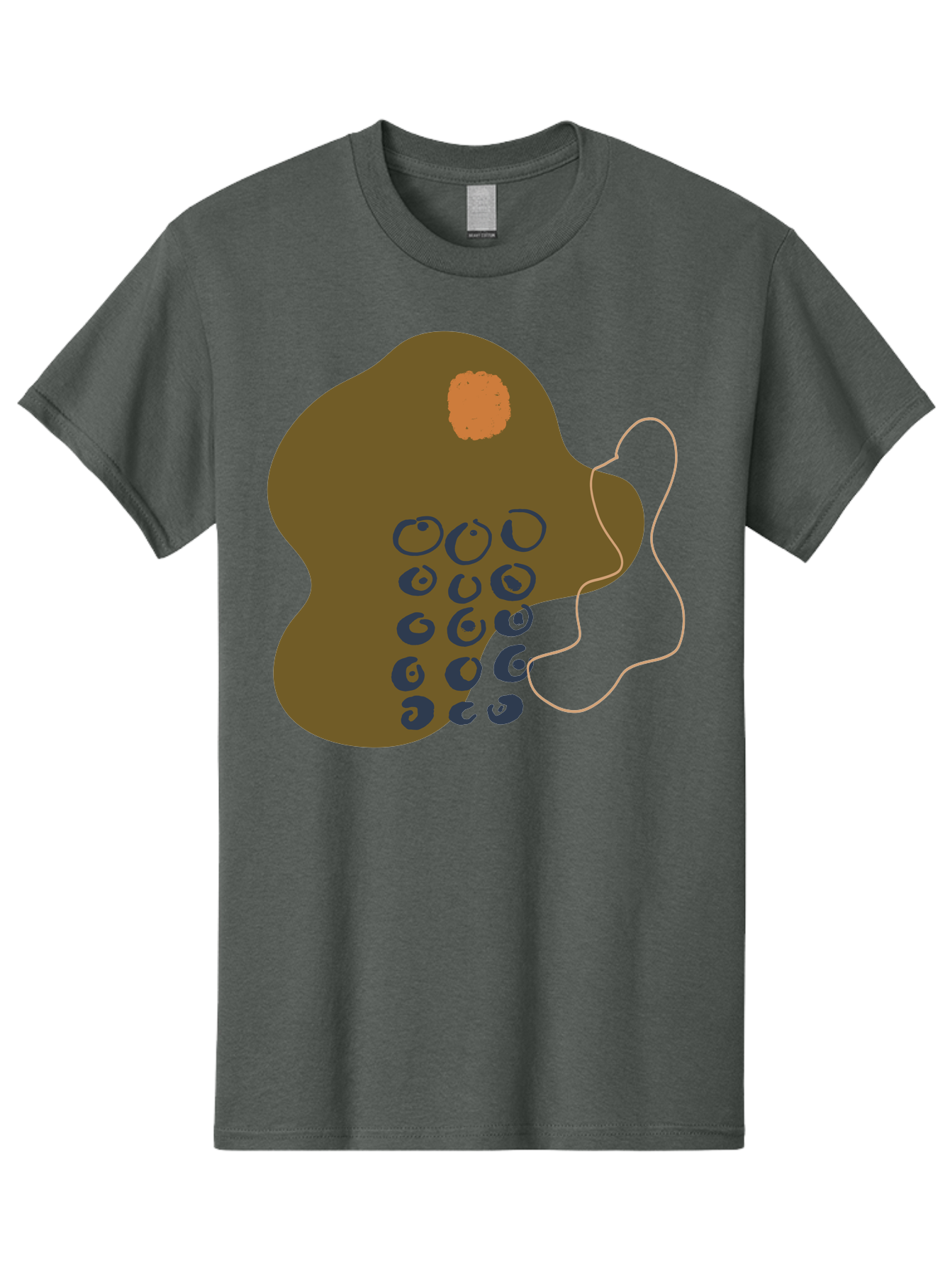 Brown-Blob Men'S Graphic Tee, 100% Cotton, Comfortable Casual Summer Wear, Machine Washable, Abstract Art, Modern Design, Blue Circles, Brown Blob, Irregular Shape, Creative Expression, Digital Illustration, Unique Pattern - Aaa403