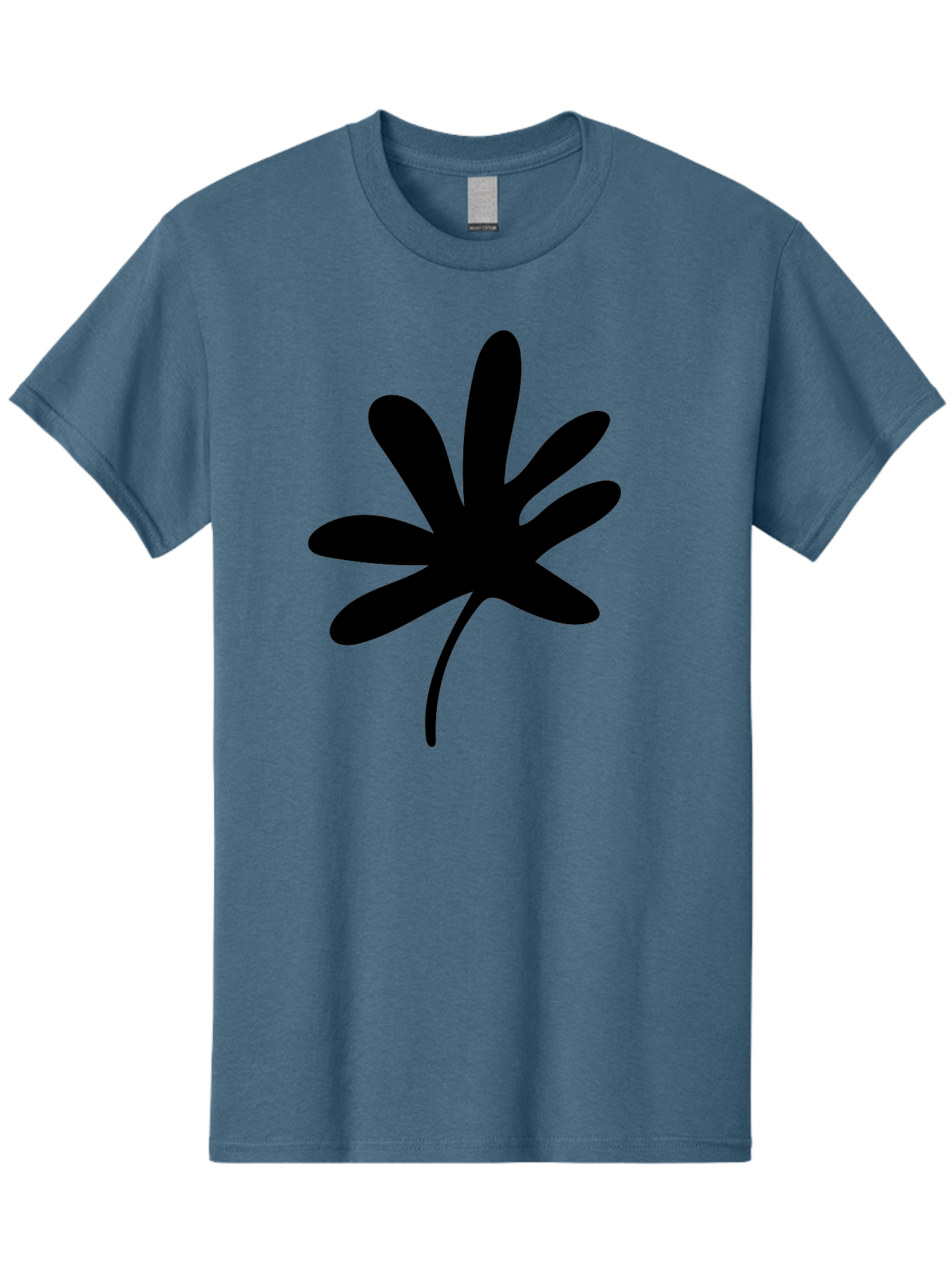 Cannabis-Leaf-2 Men'S Graphic Tee, 100% Cotton, Comfortable Casual Summer Wear, Machine Washable, Cannabis Leaf, Marijuana Symbol, Seven Pointed Leaf, Black Silhouette, Simple Design, Graphic Icon, Cannabis Culture, Weed Leaf - Aaa407