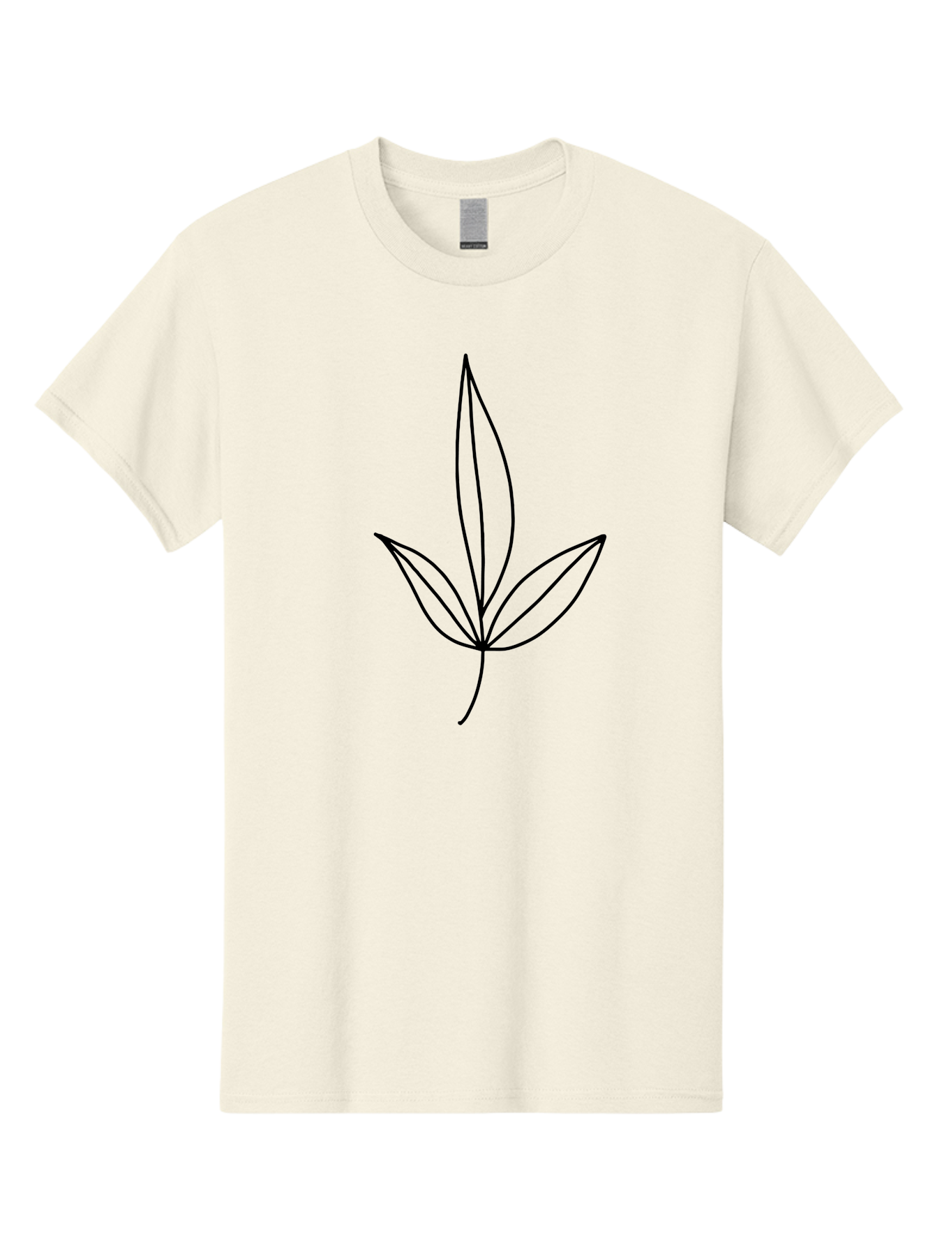 Cannabis-Leaf Men'S Graphic Tee, 100% Cotton, Comfortable Casual Summer Wear, Machine Washable, Cannabis Leaf, Marijuana Symbol, Minimalist Design, Simple Shapes, Black Outline, Cannabis Culture, Herb Icon, Simple Graphics - Aaa410