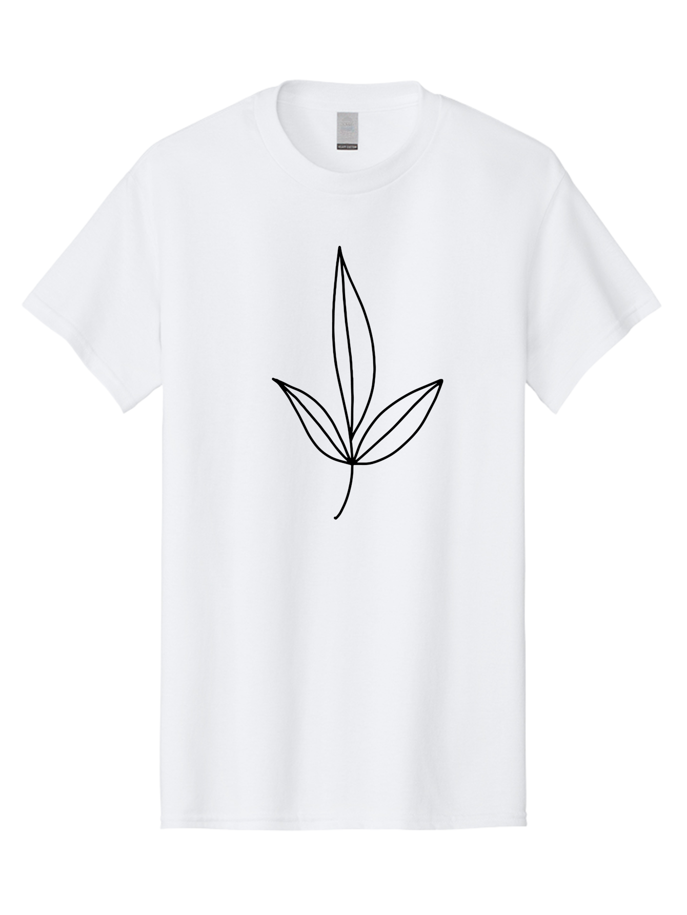 Cannabis-Leaf Men'S Graphic Tee, 100% Cotton, Comfortable Casual Summer Wear, Machine Washable, Cannabis Leaf, Marijuana Symbol, Minimalist Design, Simple Shapes, Black Outline, Cannabis Culture, Herb Icon, Simple Graphics - Aaa410