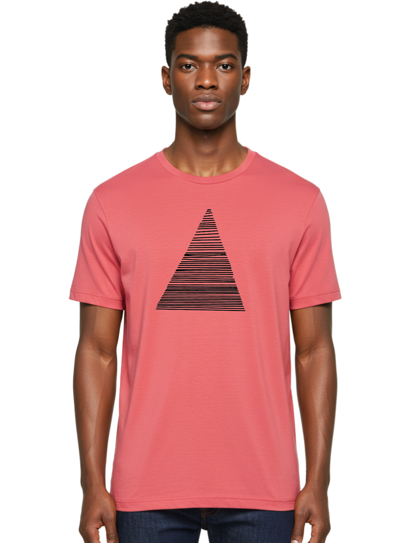 Christmas-Tree-1 Men'S Graphic Tee, 100% Cotton, Comfortable Casual Summer Wear, Machine Washable, Christmas Tree Illustration, Black Lines, Geometric Shape, Festive Design, Minimalist Art, Holiday Decoration, Simple Graphics - Aaa412