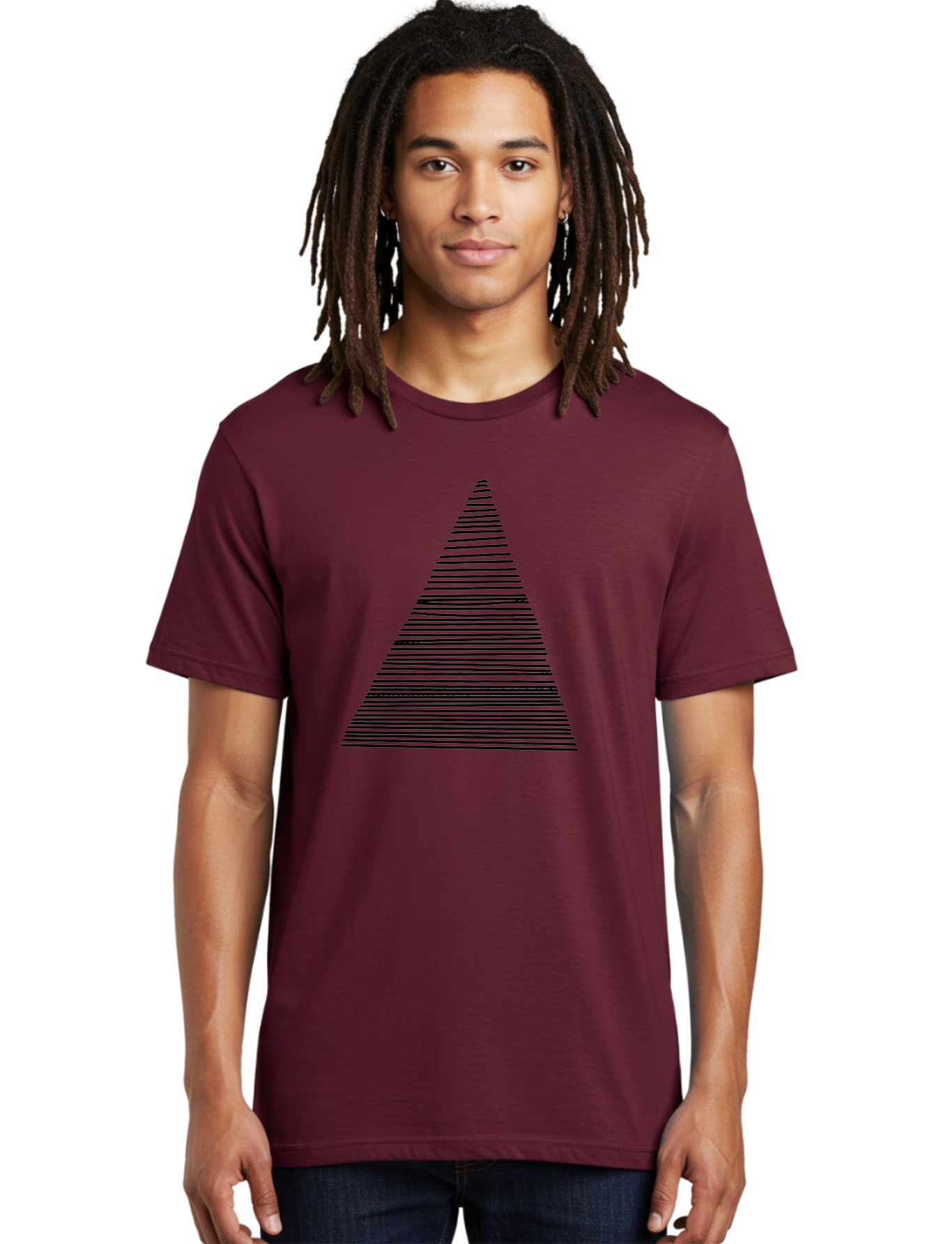 Christmas-Tree-1 Men'S Graphic Tee, 100% Cotton, Comfortable Casual Summer Wear, Machine Washable, Christmas Tree Illustration, Black Lines, Geometric Shape, Festive Design, Minimalist Art, Holiday Decoration, Simple Graphics - Aaa412