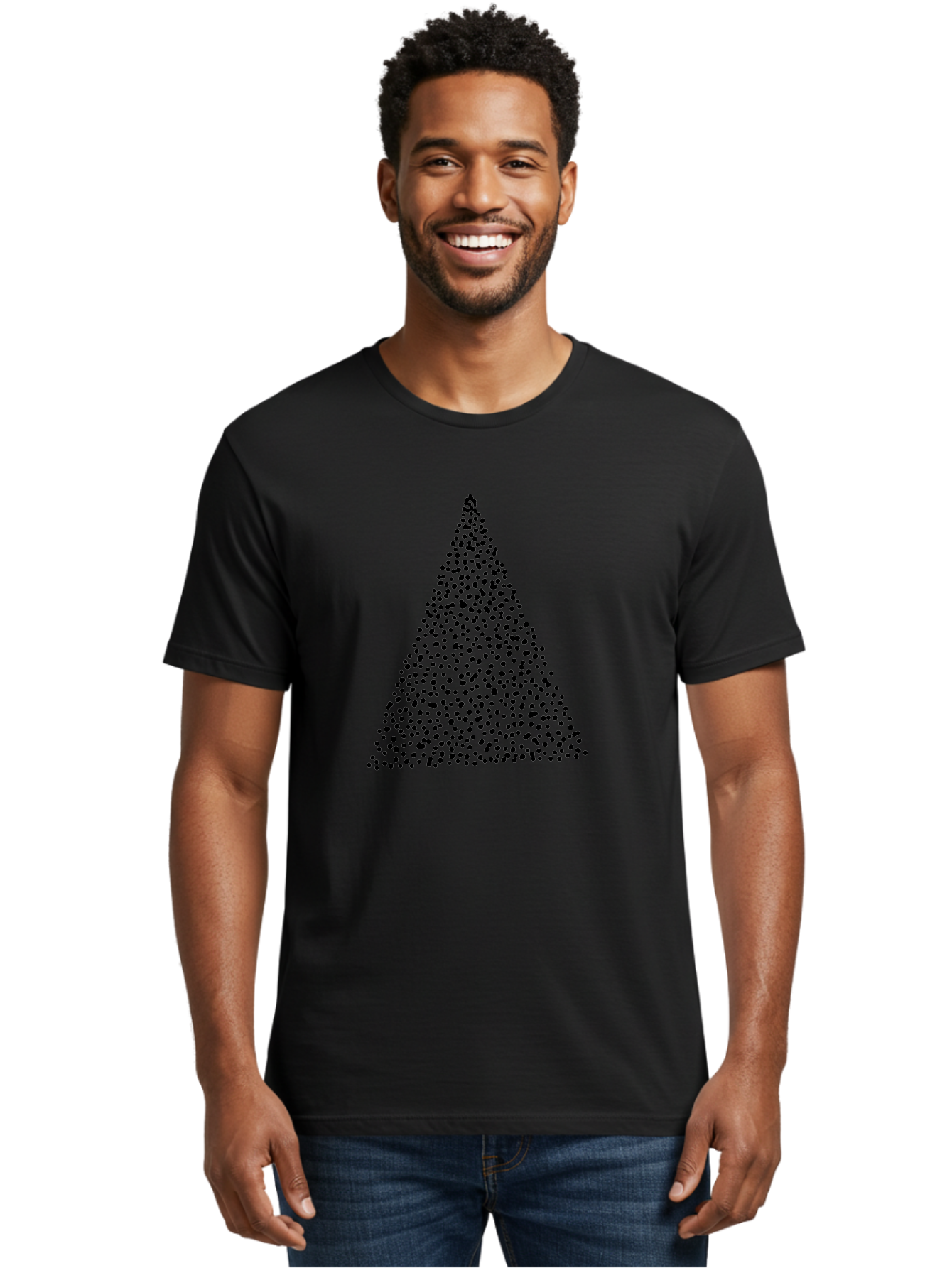 Christmas-Tree Men'S Graphic Tee, 100% Cotton, Comfortable Casual Summer Wear, Machine Washable, Christmas Tree, Black Dots Design, Festive Decor, Holiday Graphics, Minimalist Christmas, Dot Art - Aaa413