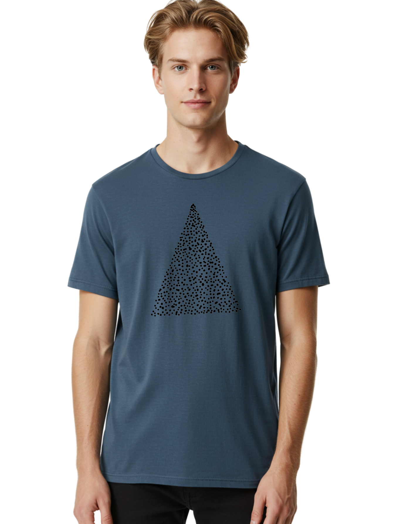 Christmas-Tree Men'S Graphic Tee, 100% Cotton, Comfortable Casual Summer Wear, Machine Washable, Christmas Tree, Black Dots Design, Festive Decor, Holiday Graphics, Minimalist Christmas, Dot Art - Aaa413
