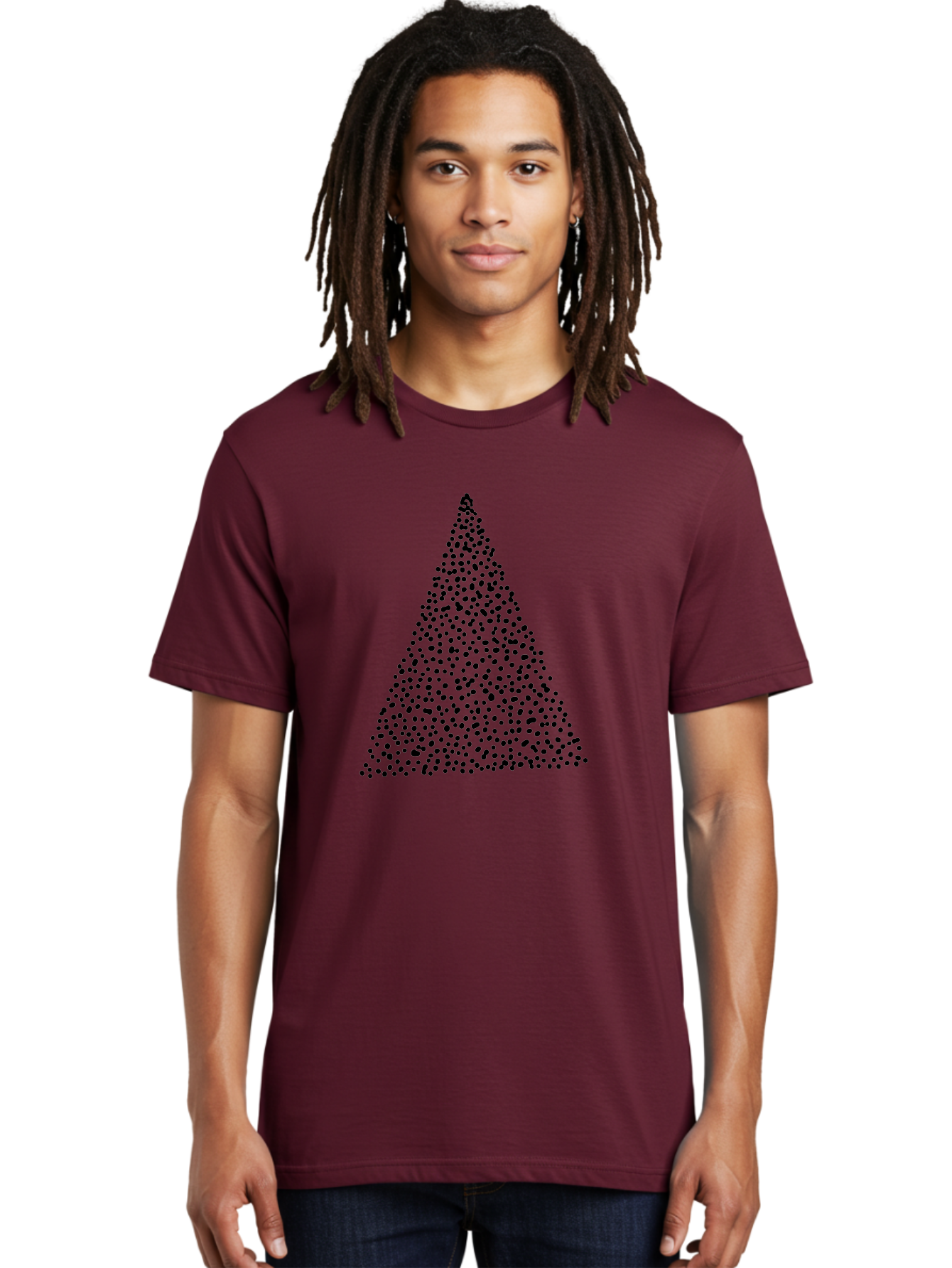 Christmas-Tree Men'S Graphic Tee, 100% Cotton, Comfortable Casual Summer Wear, Machine Washable, Christmas Tree, Black Dots Design, Festive Decor, Holiday Graphics, Minimalist Christmas, Dot Art - Aaa413
