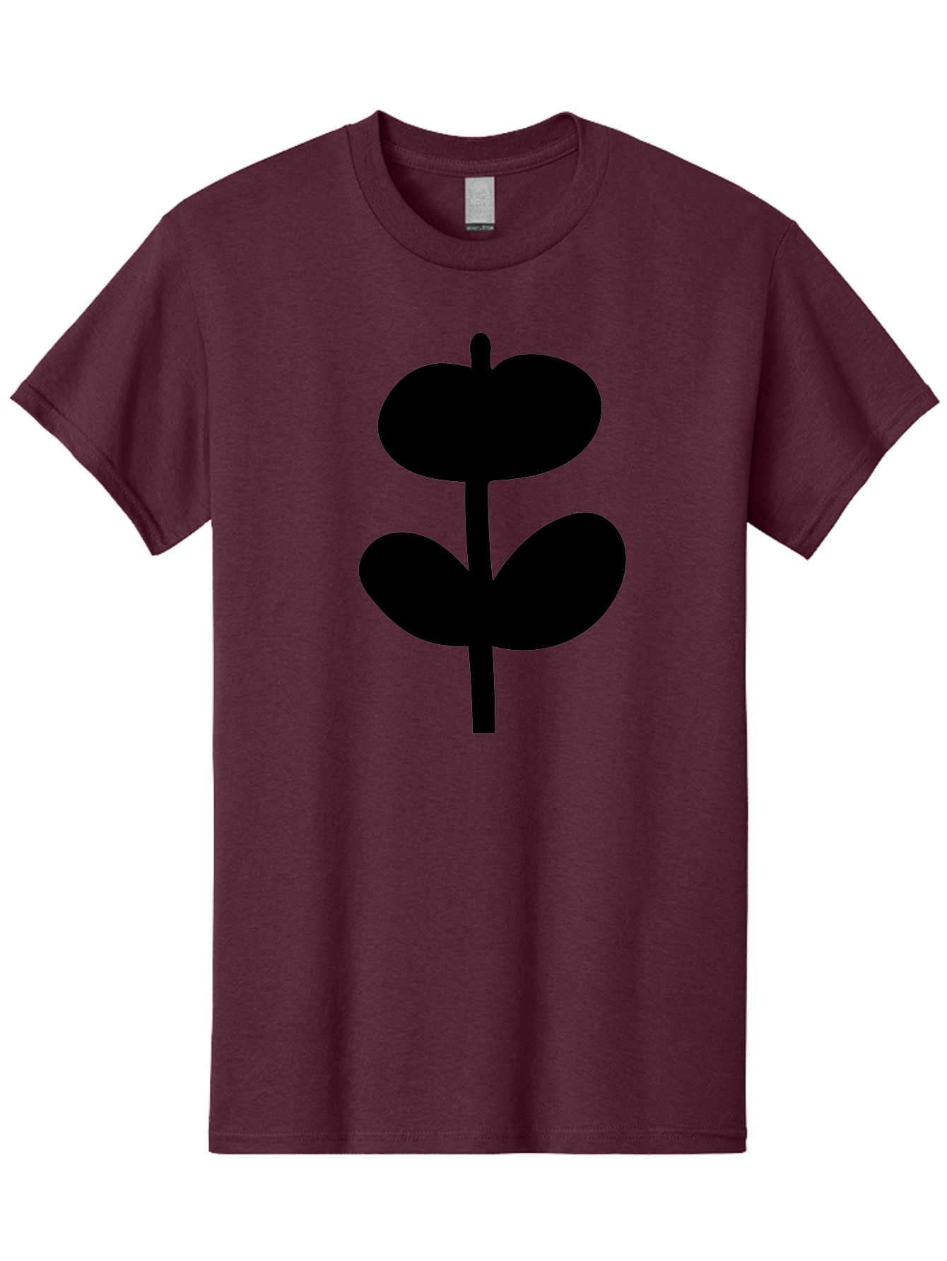 Clover-Silhouette Men'S Graphic Tee, 100% Cotton, Comfortable Casual Summer Wear, Machine Washable, Clover Icon, Shamrock Symbol, Three-Leafed Plant, Simple Design, Minimalist Illustration, Black Silhouette - Aaa414