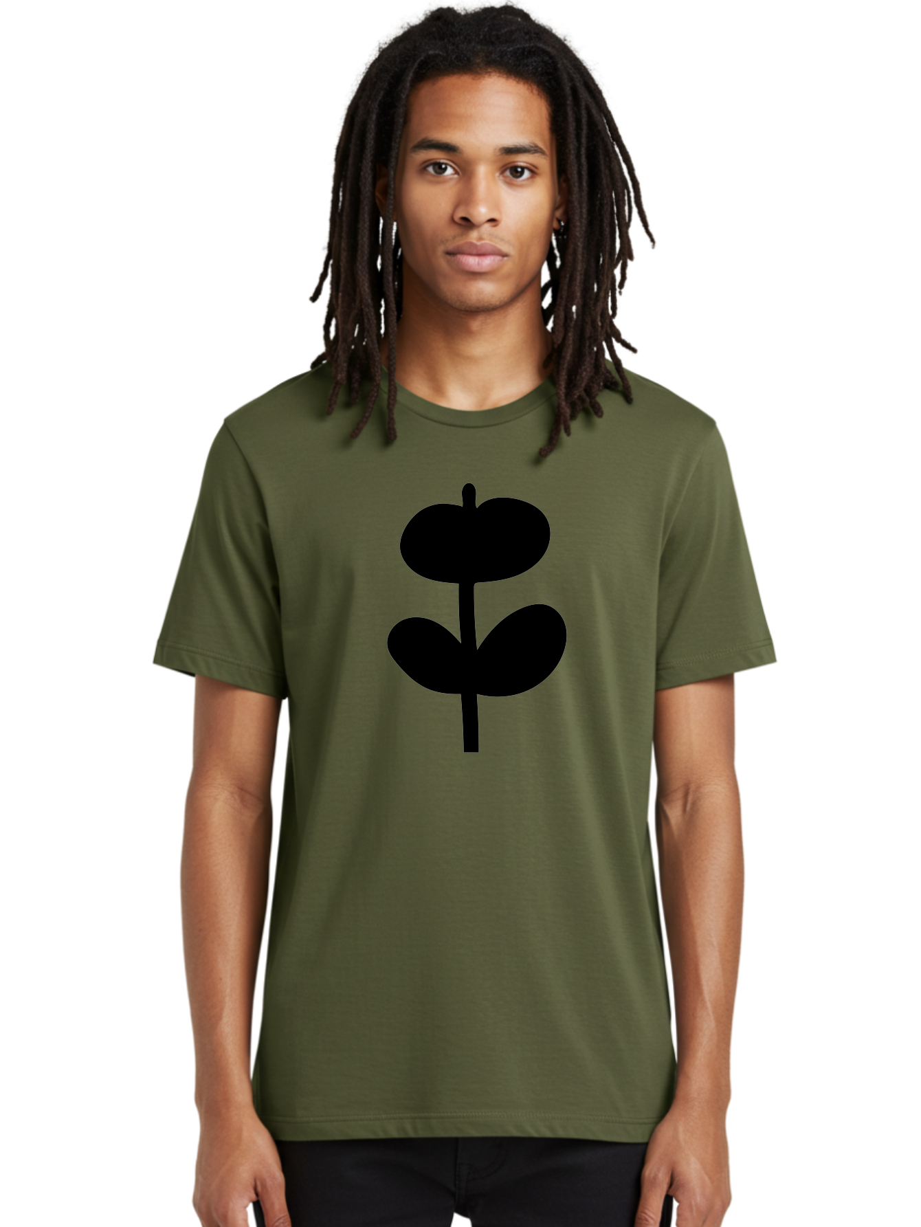 Clover-Silhouette Men'S Graphic Tee, 100% Cotton, Comfortable Casual Summer Wear, Machine Washable, Clover Icon, Shamrock Symbol, Three-Leafed Plant, Simple Design, Minimalist Illustration, Black Silhouette - Aaa414