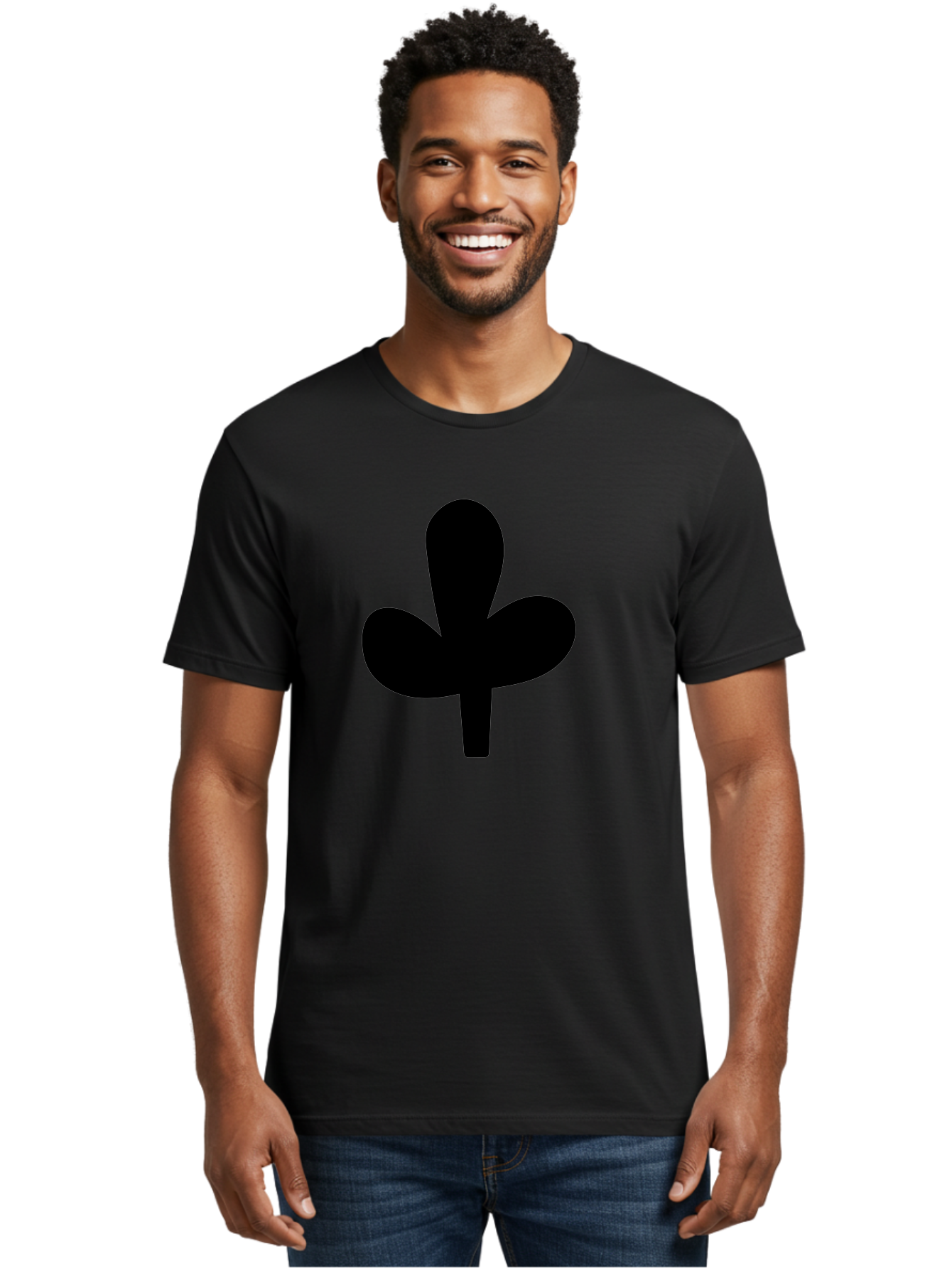 Clover Men'S Graphic Tee, 100% Cotton, Comfortable Casual Summer Wear, Machine Washable, Clover Symbol, Shamrock Icon, Three-Leafed Plant, Minimalist Design, Simple Shape, Bold Silhouette - Aaa415