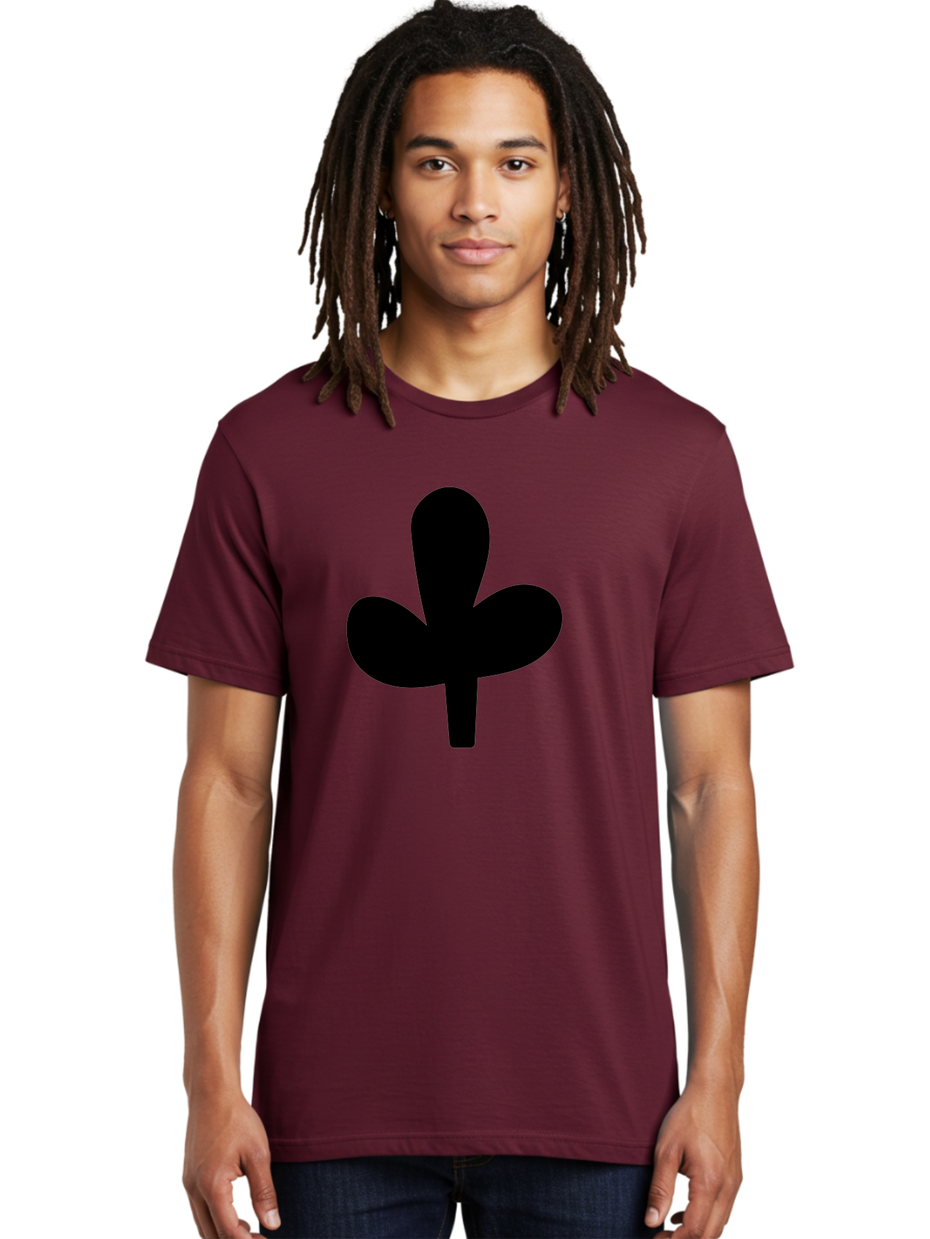 Clover Men'S Graphic Tee, 100% Cotton, Comfortable Casual Summer Wear, Machine Washable, Clover Symbol, Shamrock Icon, Three-Leafed Plant, Minimalist Design, Simple Shape, Bold Silhouette - Aaa415