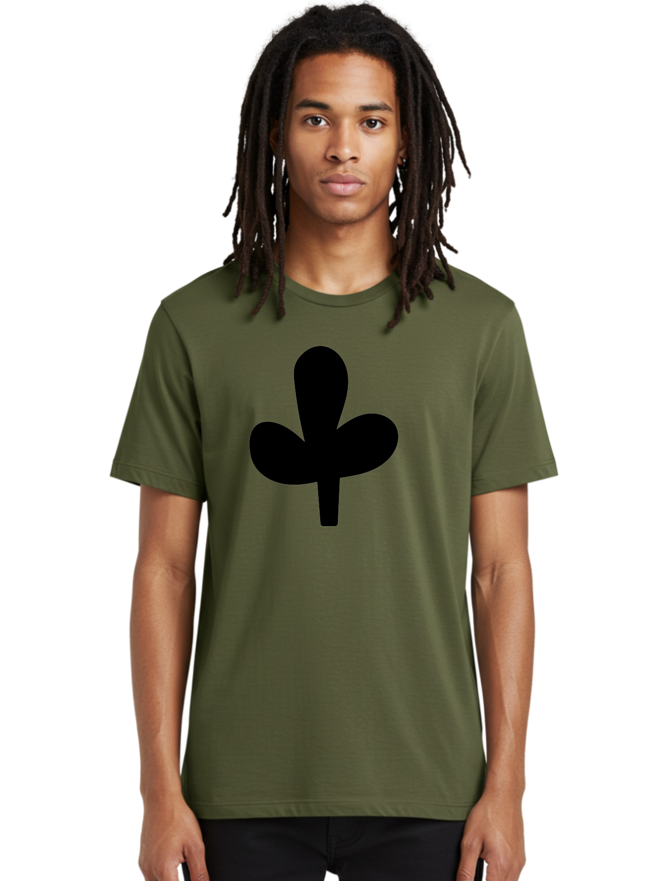 Clover Men'S Graphic Tee, 100% Cotton, Comfortable Casual Summer Wear, Machine Washable, Clover Symbol, Shamrock Icon, Three-Leafed Plant, Minimalist Design, Simple Shape, Bold Silhouette - Aaa415