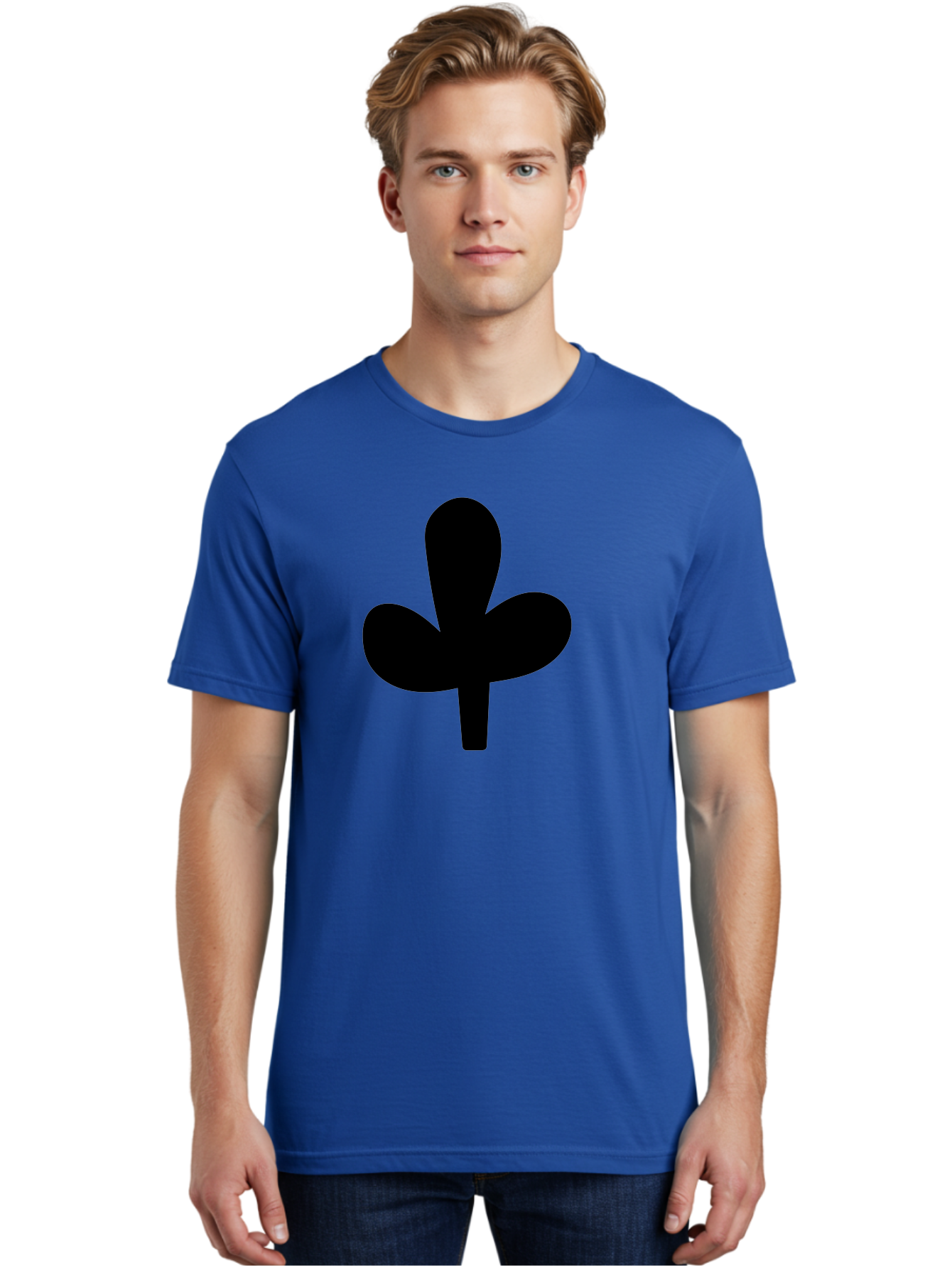 Clover Men'S Graphic Tee, 100% Cotton, Comfortable Casual Summer Wear, Machine Washable, Clover Symbol, Shamrock Icon, Three-Leafed Plant, Minimalist Design, Simple Shape, Bold Silhouette - Aaa415