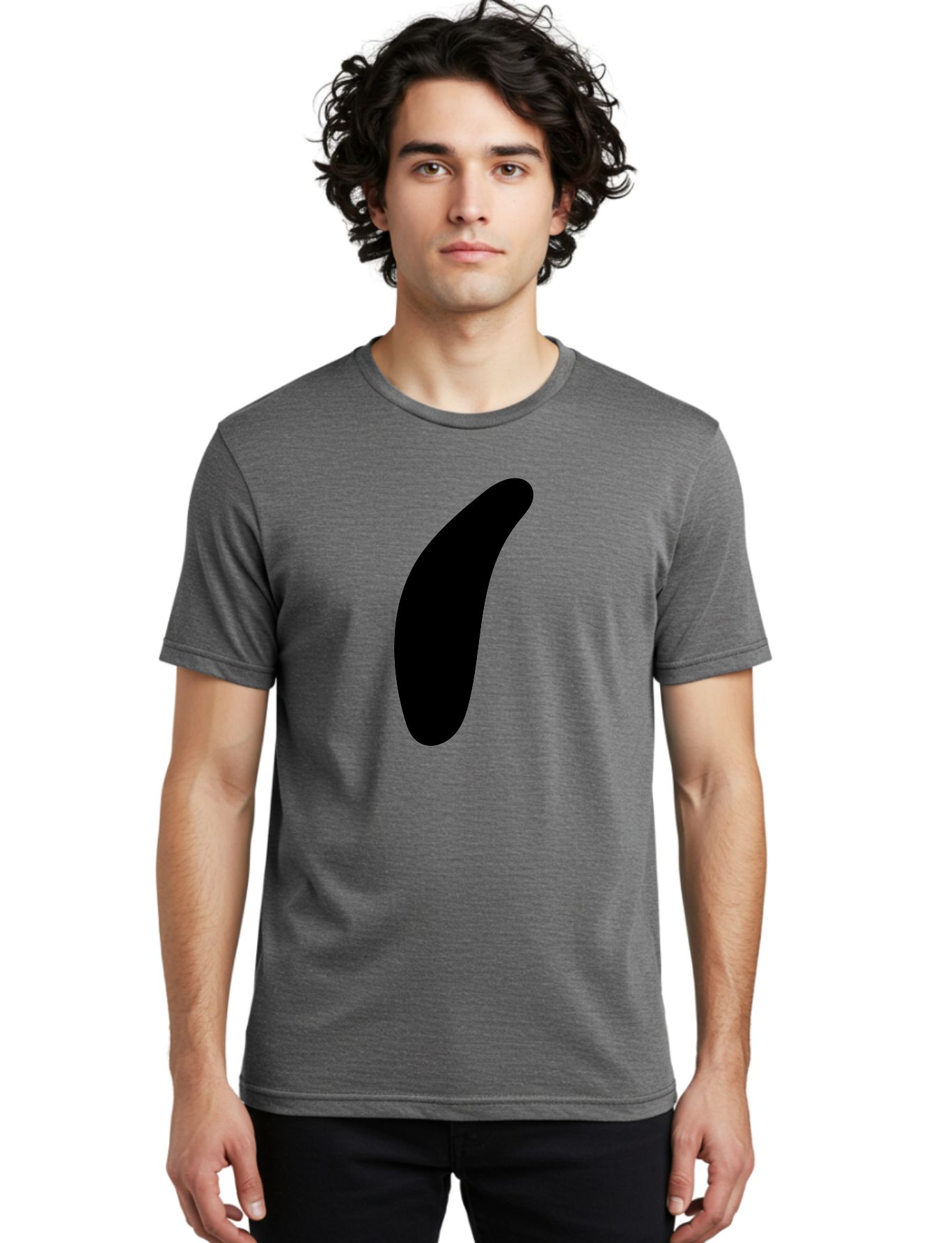 Comma Men'S Graphic Tee, 100% Cotton, Comfortable Casual Summer Wear, Machine Washable, Black Comma, Punctuation Mark, Minimalist Design, Simple Shape, Bold Typography, Modern Graphic - Aaa416