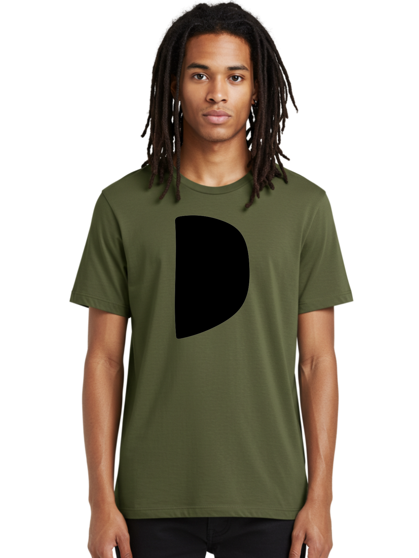 D Men'S Graphic Tee, 100% Cotton, Comfortable Casual Summer Wear, Machine Washable, Modern Typography, Bold Font, Minimalist Design, Sleek Lettering, Simple Shapes, Graphic Design Elements, Abstract Art, Black And Green Color Scheme - Aaa421