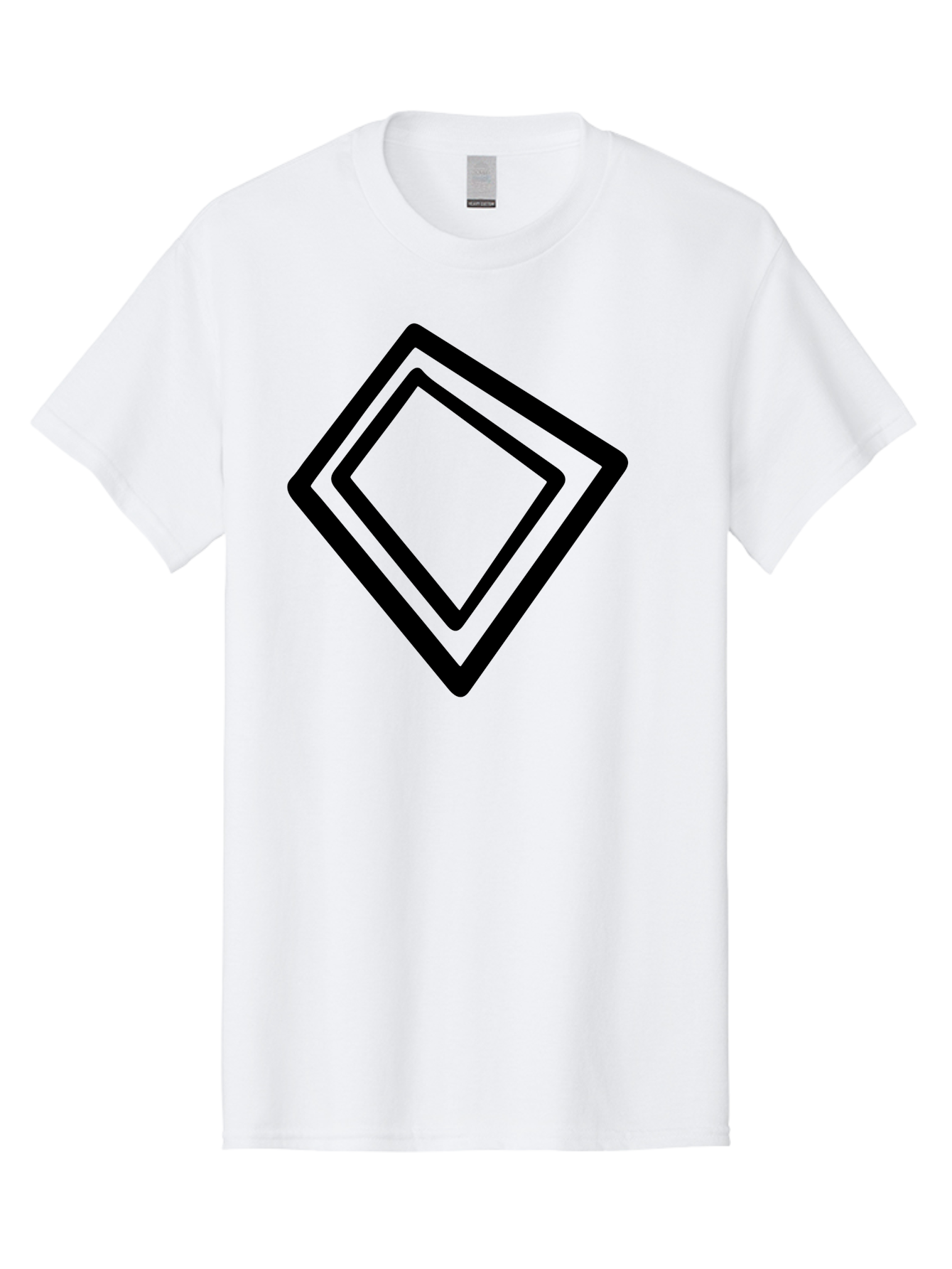 Diamond-Shape Men'S Graphic Tee, 100% Cotton, Comfortable Casual Summer Wear, Machine Washable, Black Diamonds, Nested Shapes, Geometric Pattern, Abstract Design, Modern Art, Minimalist Style - Aaa422