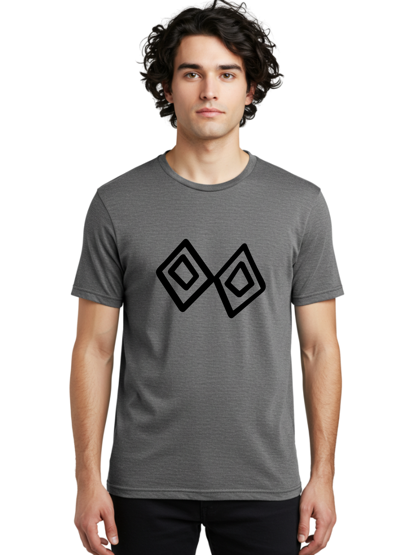 Diamond-Shapes Men'S Graphic Tee, 100% Cotton, Comfortable Casual Summer Wear, Machine Washable, Diamond Shapes, Geometric Design, Black And Green, Logo Design, Modern Graphics, Abstract Art, Symmetrical Shapes, Minimalist Logo - Aaa423