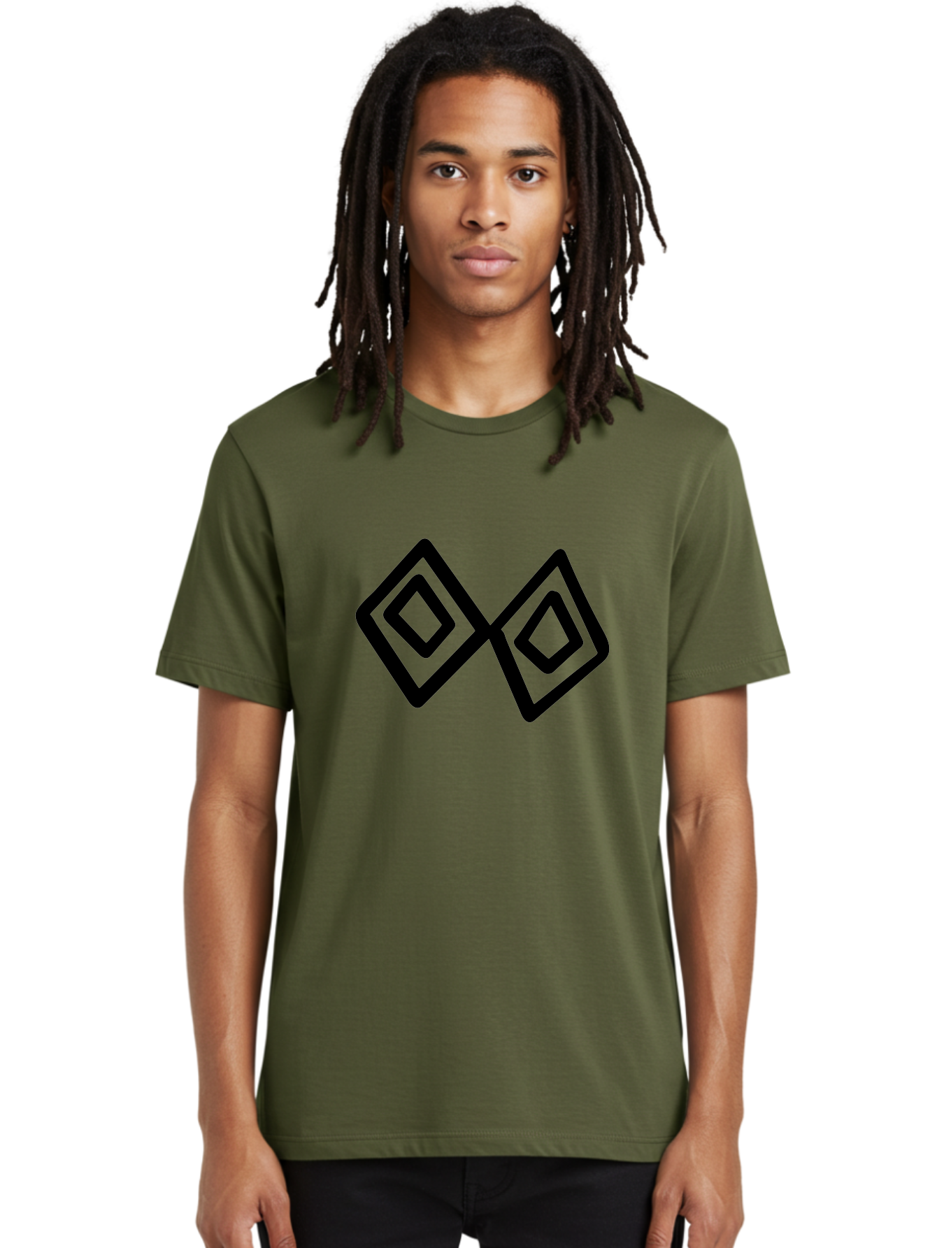 Diamond-Shapes Men'S Graphic Tee, 100% Cotton, Comfortable Casual Summer Wear, Machine Washable, Diamond Shapes, Geometric Design, Black And Green, Logo Design, Modern Graphics, Abstract Art, Symmetrical Shapes, Minimalist Logo - Aaa423