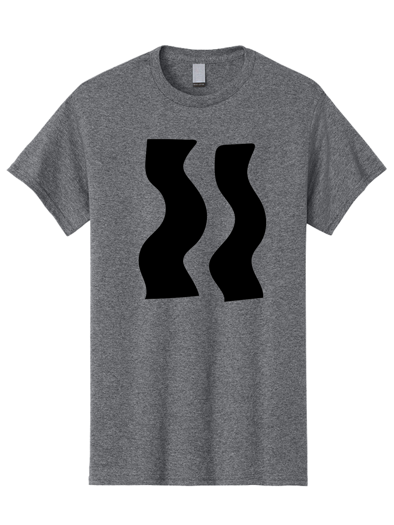 Double-S Men'S Graphic Tee, 100% Cotton, Comfortable Casual Summer Wear, Machine Washable, Wavy Silhouettes, Black Shapes, Abstract Design, Modern Art, Sleek Pattern, Contemporary Style, Graphic Illustration - Aaa424