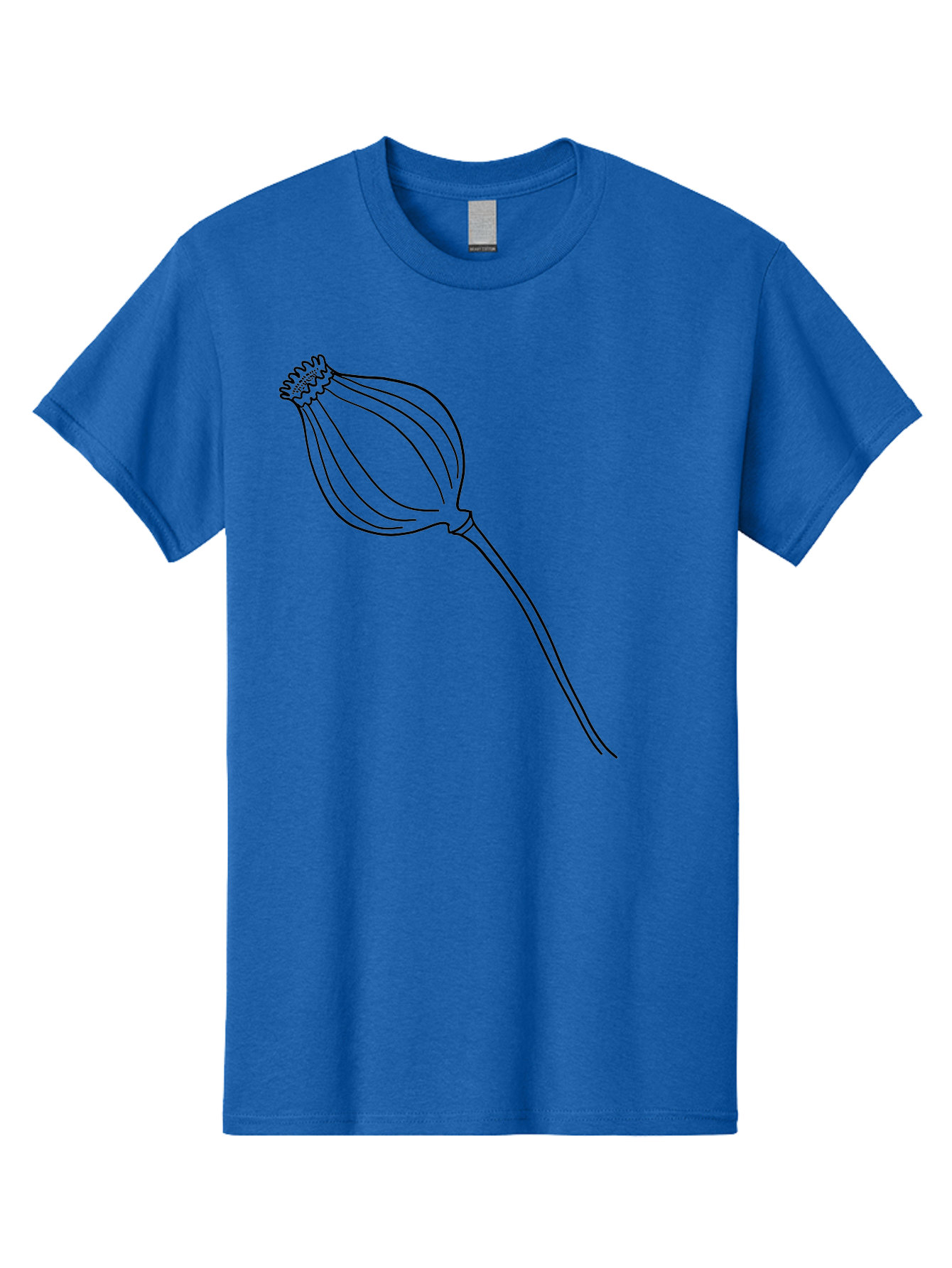 Dried-Poppy Men'S Graphic Tee, 100% Cotton, Comfortable Casual Summer Wear, Machine Washable, Simple Line Art, Minimalist Design, Flower Bud, Botanical Illustration, Elegant Lines, Delicate Form, Black Outline - Aaa425