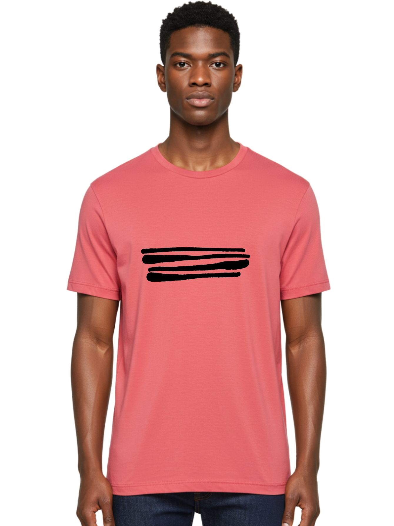 Equal-Sign Men'S Graphic Tee, 100% Cotton, Comfortable Casual Summer Wear, Machine Washable, Equals Sign, Mathematical Symbol, Black Lines, Simple Design, Bold Graphics, Modern Aesthetic, Abstract Art - Aaa427