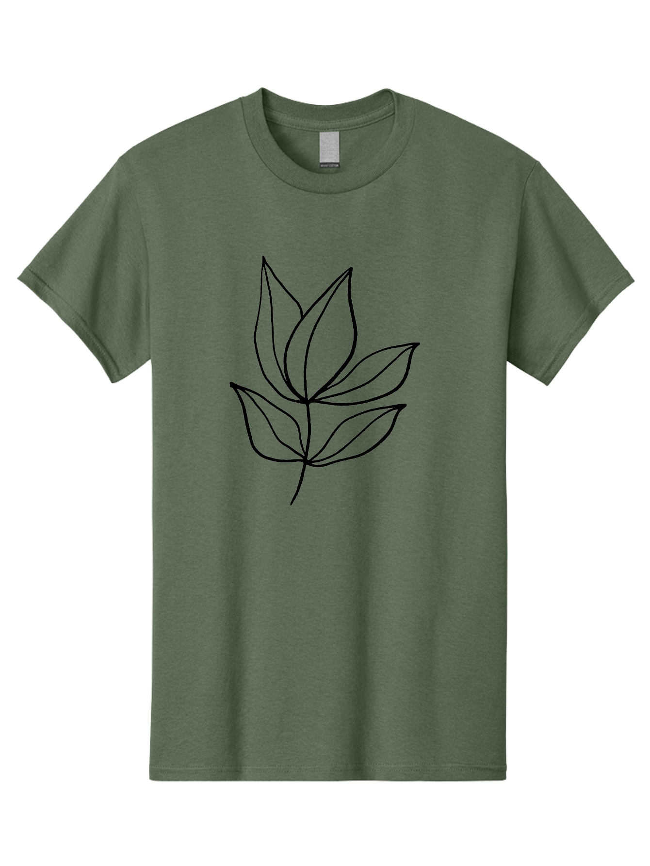 Five-Leaves Men'S Graphic Tee, 100% Cotton, Comfortable Casual Summer Wear, Machine Washable, Simple Leaf Illustration, Minimalist Design, Black Outline, Leaf Art, Nature-Inspired Graphics, Botanical Illustration, Modern Simplicity - Aaa431