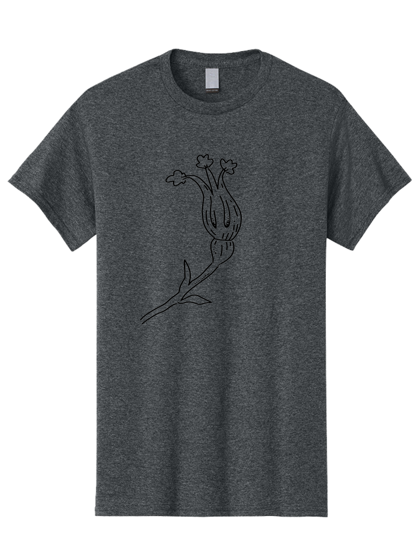 Flower-Illustration Men'S Graphic Tee, 100% Cotton, Comfortable Casual Summer Wear, Machine Washable, Simple Flower Drawing, Minimalist Art, Black Outline, Stylized Blooms, Hand-Drawn Illustration, Floral Design, Cartoon Flower - Aaa433