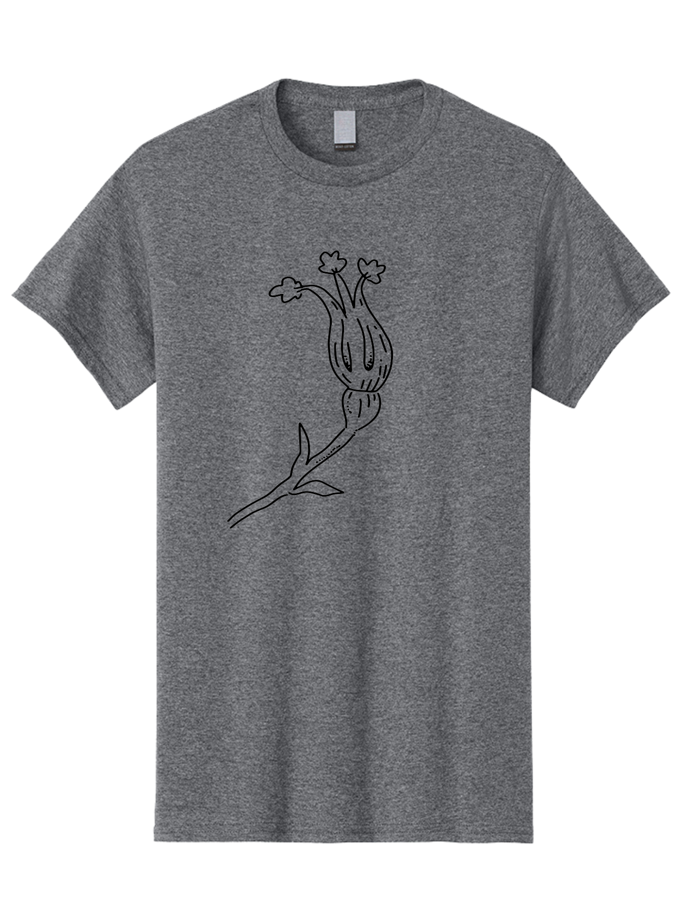 Flower-Illustration Men'S Graphic Tee, 100% Cotton, Comfortable Casual Summer Wear, Machine Washable, Simple Flower Drawing, Minimalist Art, Black Outline, Stylized Blooms, Hand-Drawn Illustration, Floral Design, Cartoon Flower - Aaa433